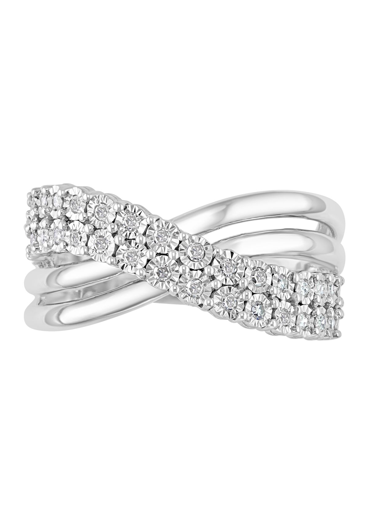 1/4 ct. t.w. Diamond Crossover Band Ring in Sterling Silver