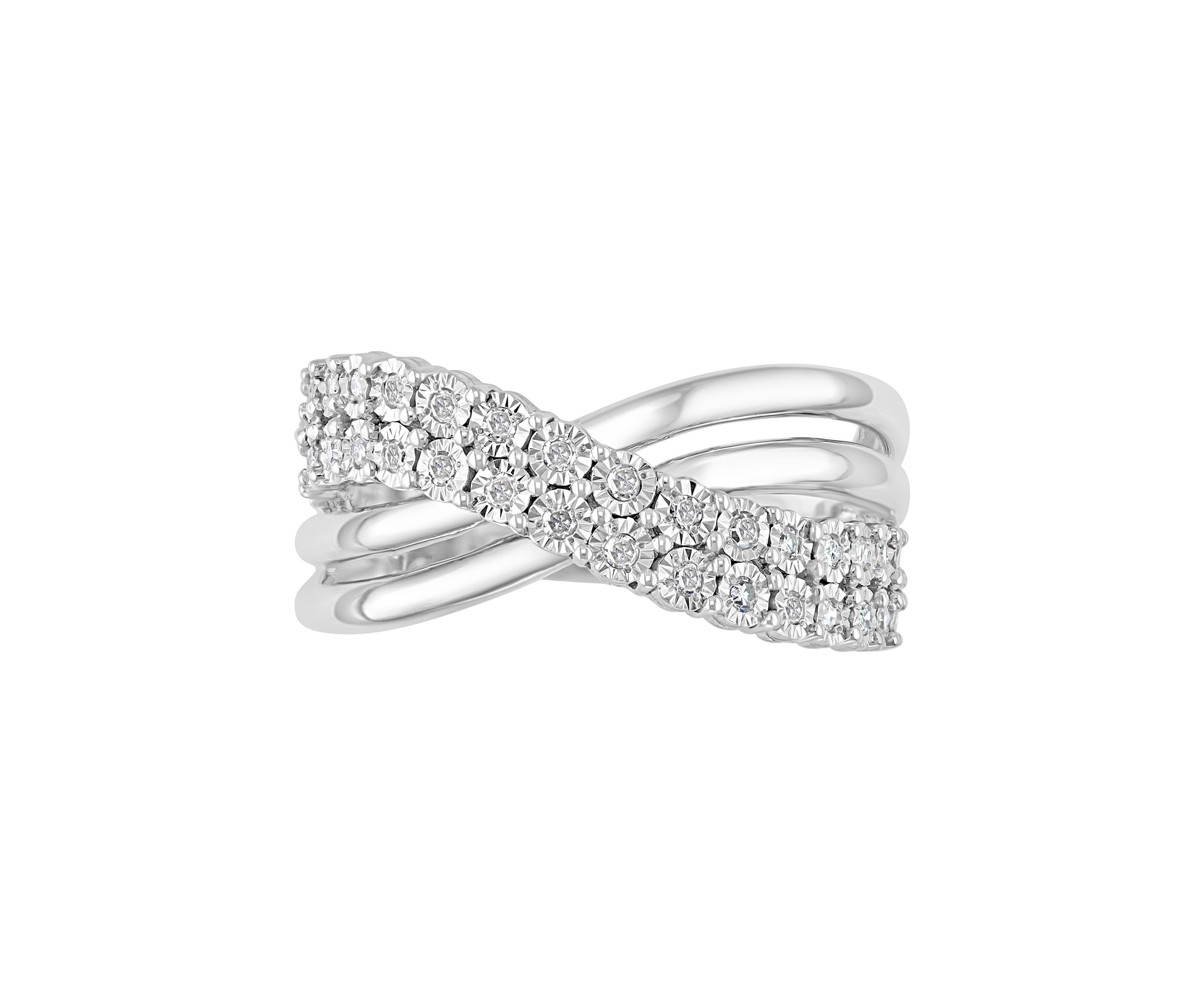 1/4 ct. t.w. Diamond Crossover Band Ring in Sterling Silver