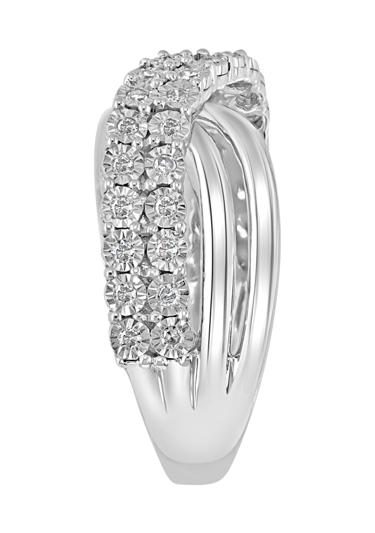 1/4 ct. t.w. Diamond Crossover Band Ring in Sterling Silver