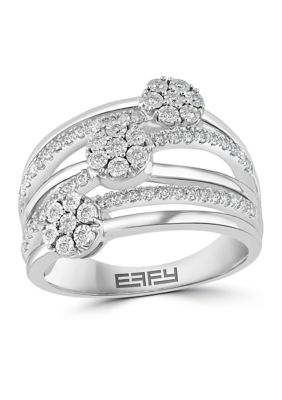 Effy 3/8 Ct. T.w. Diamond Faux Stack Ring In Sterling Silver