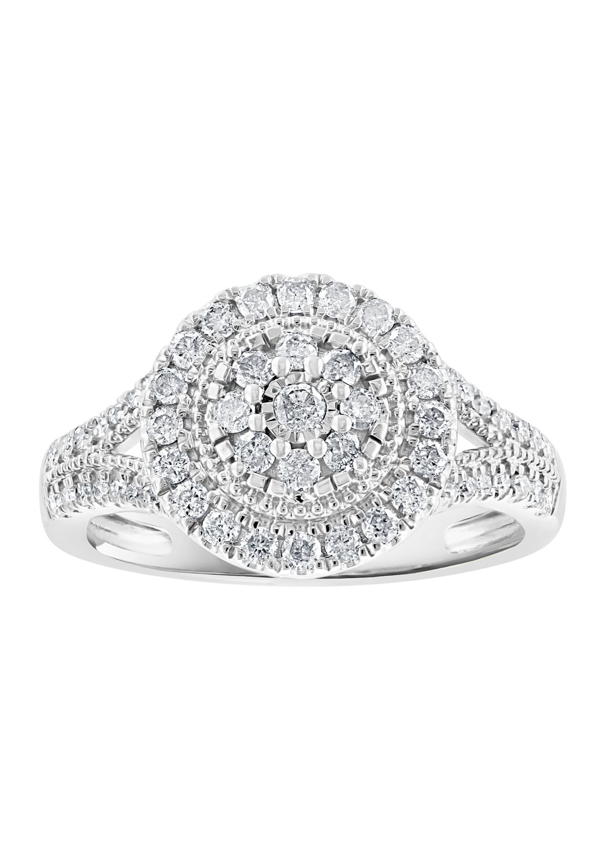 5/8 ct. t.w. Diamond Miracle Set Cluster Ring in Sterling Silver