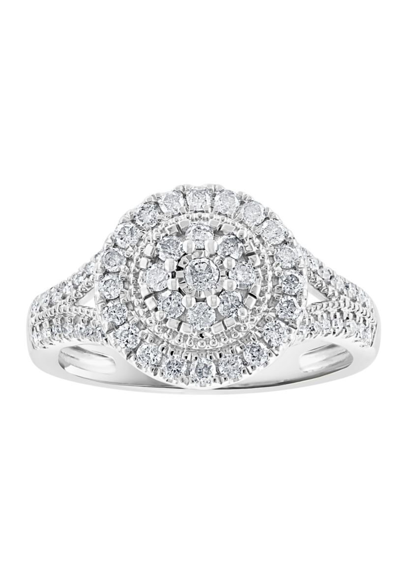 5/8 ct. t.w. Diamond Miracle Set Cluster Ring in Sterling Silver