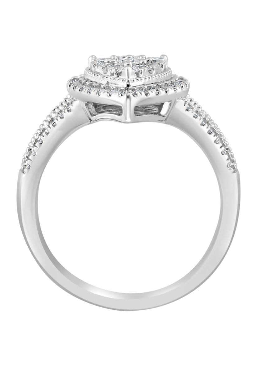 5/8 ct. t.w. Diamond Miracle Set Cluster Ring in Sterling Silver