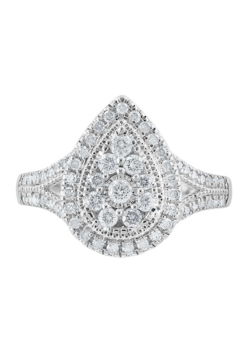 5/8 ct. t.w. Diamond Miracle Set Cluster Ring in Sterling Silver