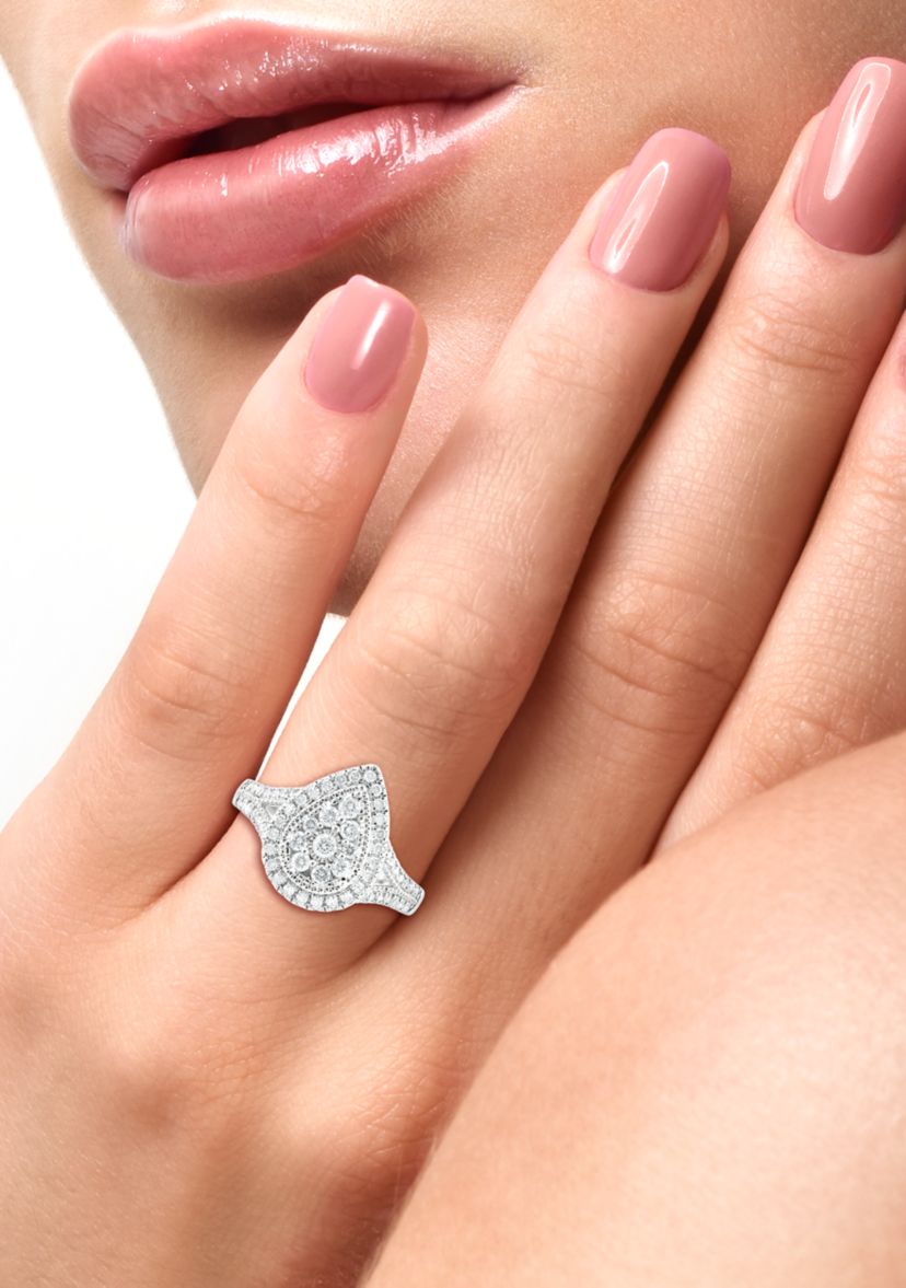 5/8 ct. t.w. Diamond Miracle Set Cluster Ring in Sterling Silver