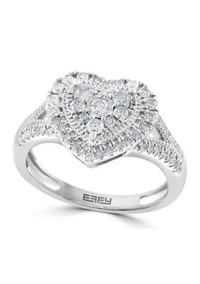 Effy Sterling Silver 5/8 Ct. T.w. Diamond Heart Ring