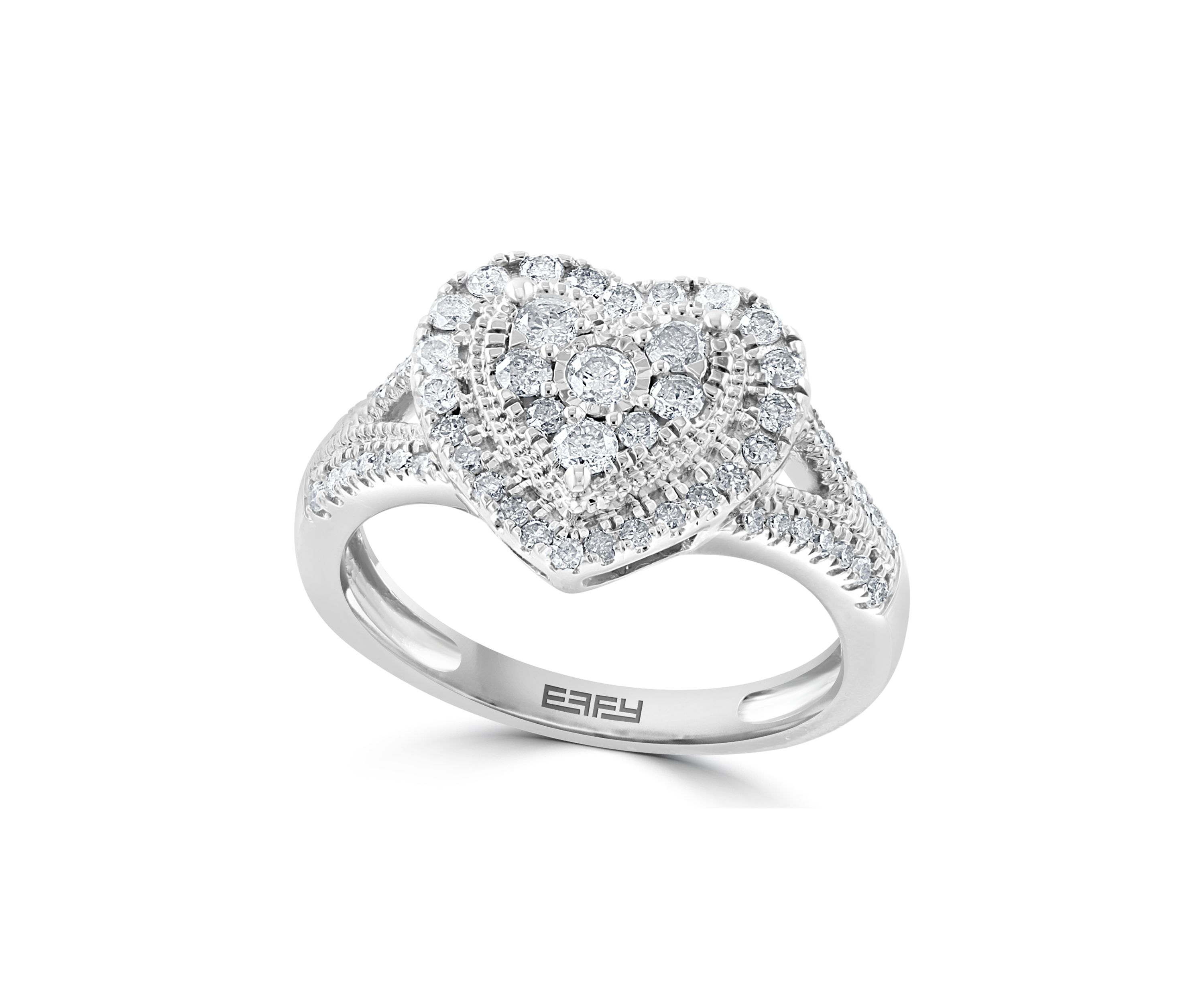 Sterling Silver 5/8 ct. t.w. Diamond Heart Ring