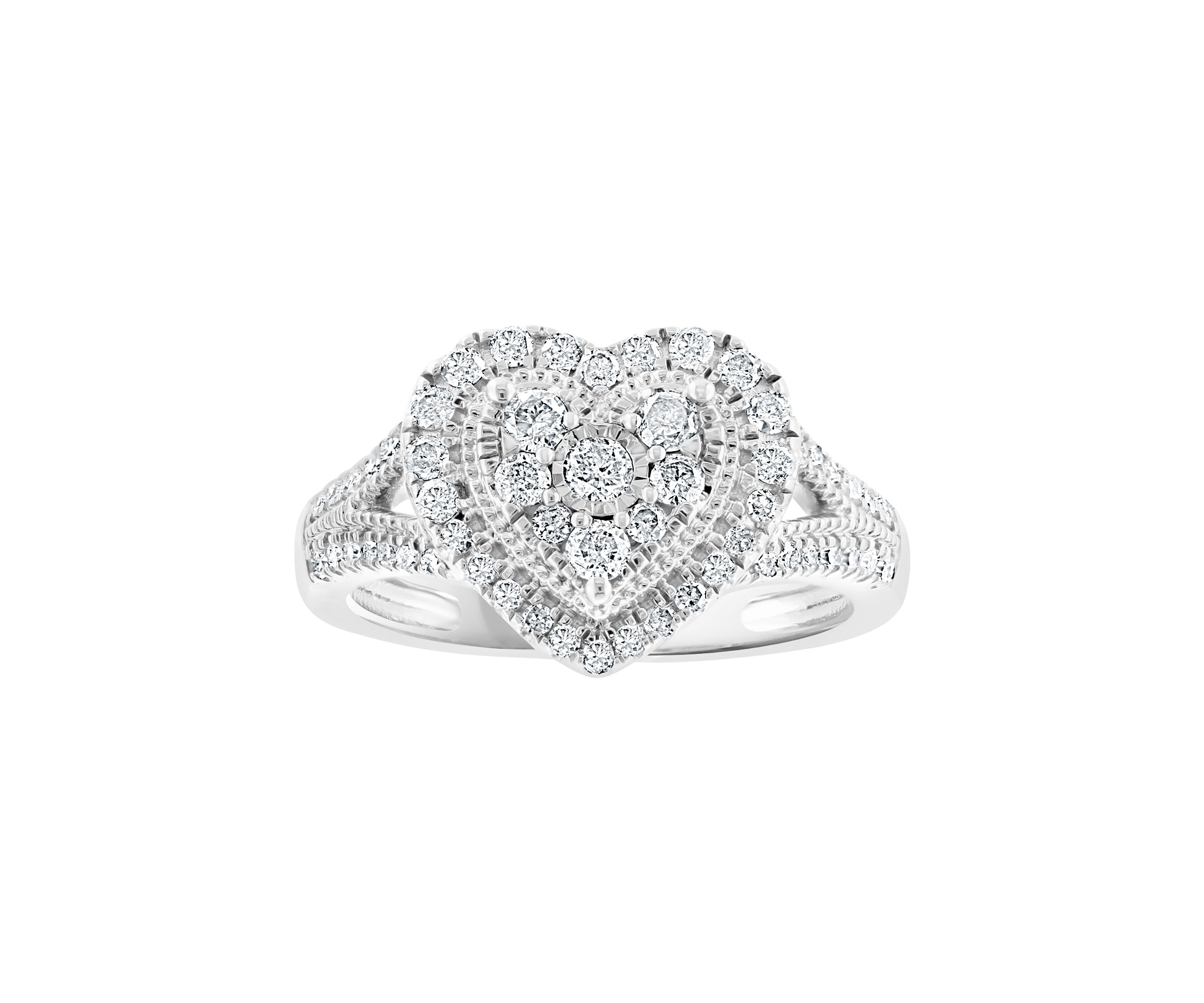 Sterling Silver 5/8 ct. t.w. Diamond Heart Ring