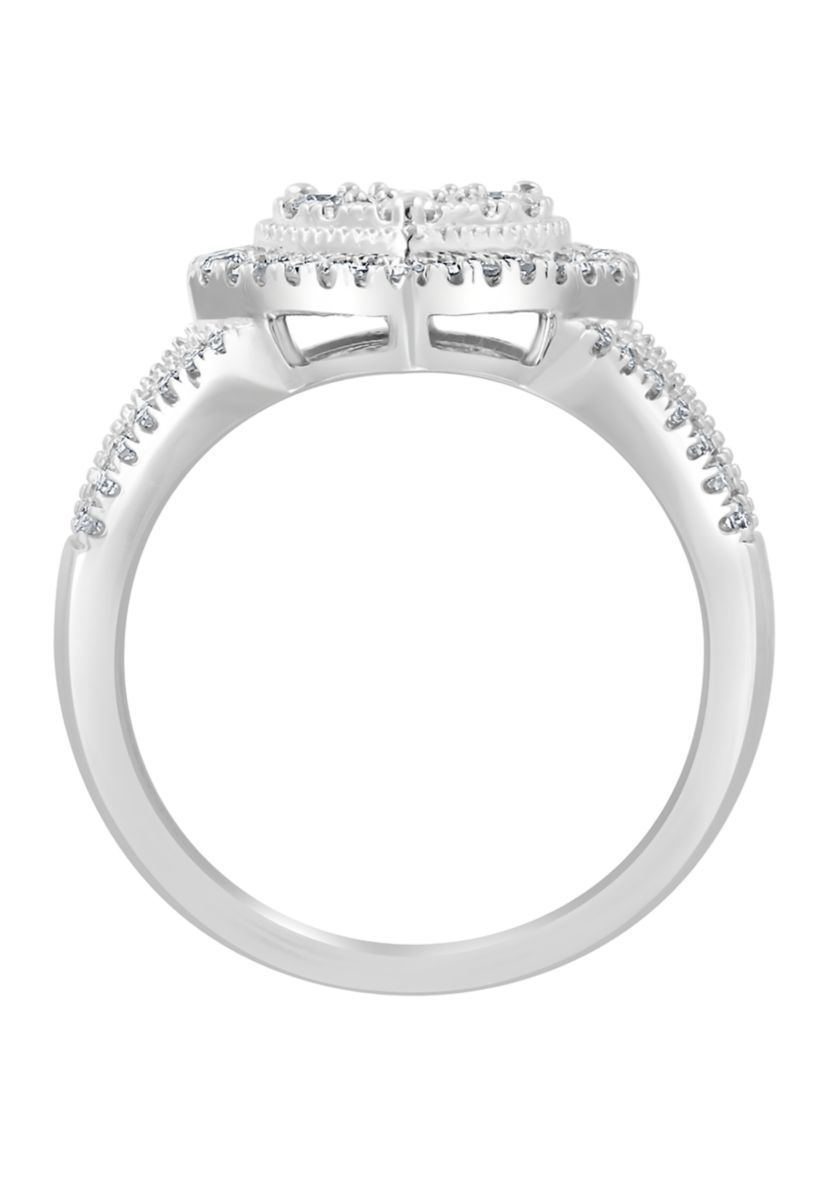Sterling Silver 5/8 ct. t.w. Diamond Heart Ring