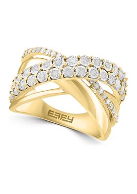 Effy 1/2 Ct. T.w. Diamond Ring Miracle Set Ring In 14K Gold Plated Metal And Sterling Silver