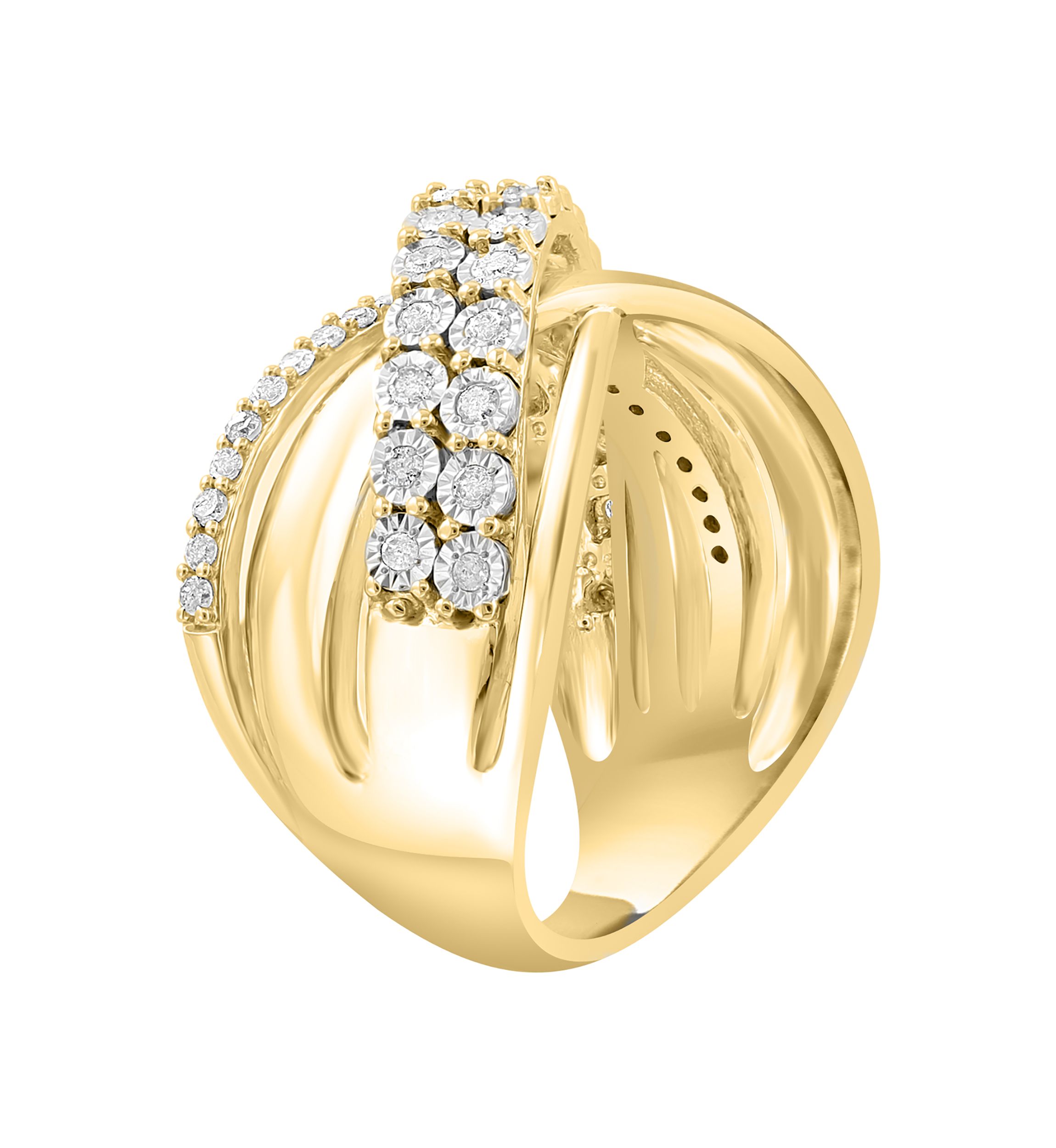 1/2 ct. t.w. Diamond Ring Miracle Set Ring in 14K Gold Plated Metal and Sterling Silver