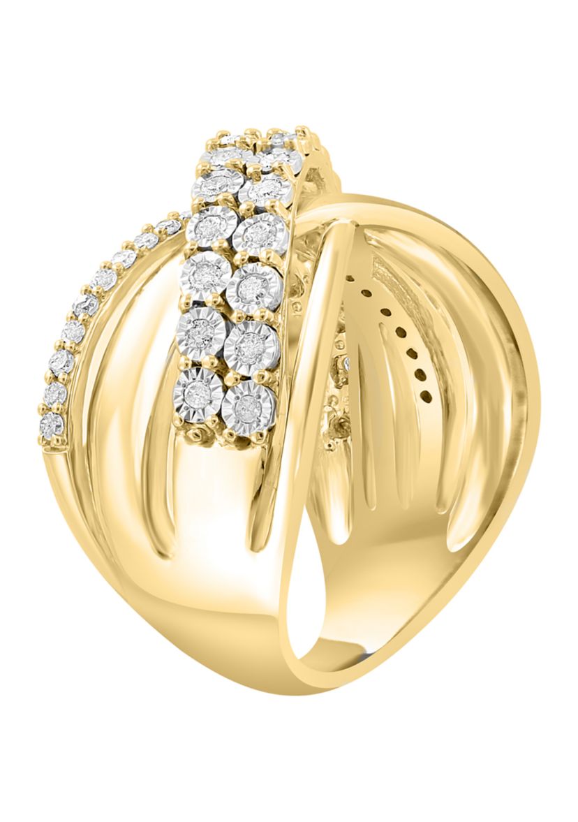 1/2 ct. t.w. Diamond Ring Miracle Set Ring in 14K Gold Plated Metal and Sterling Silver