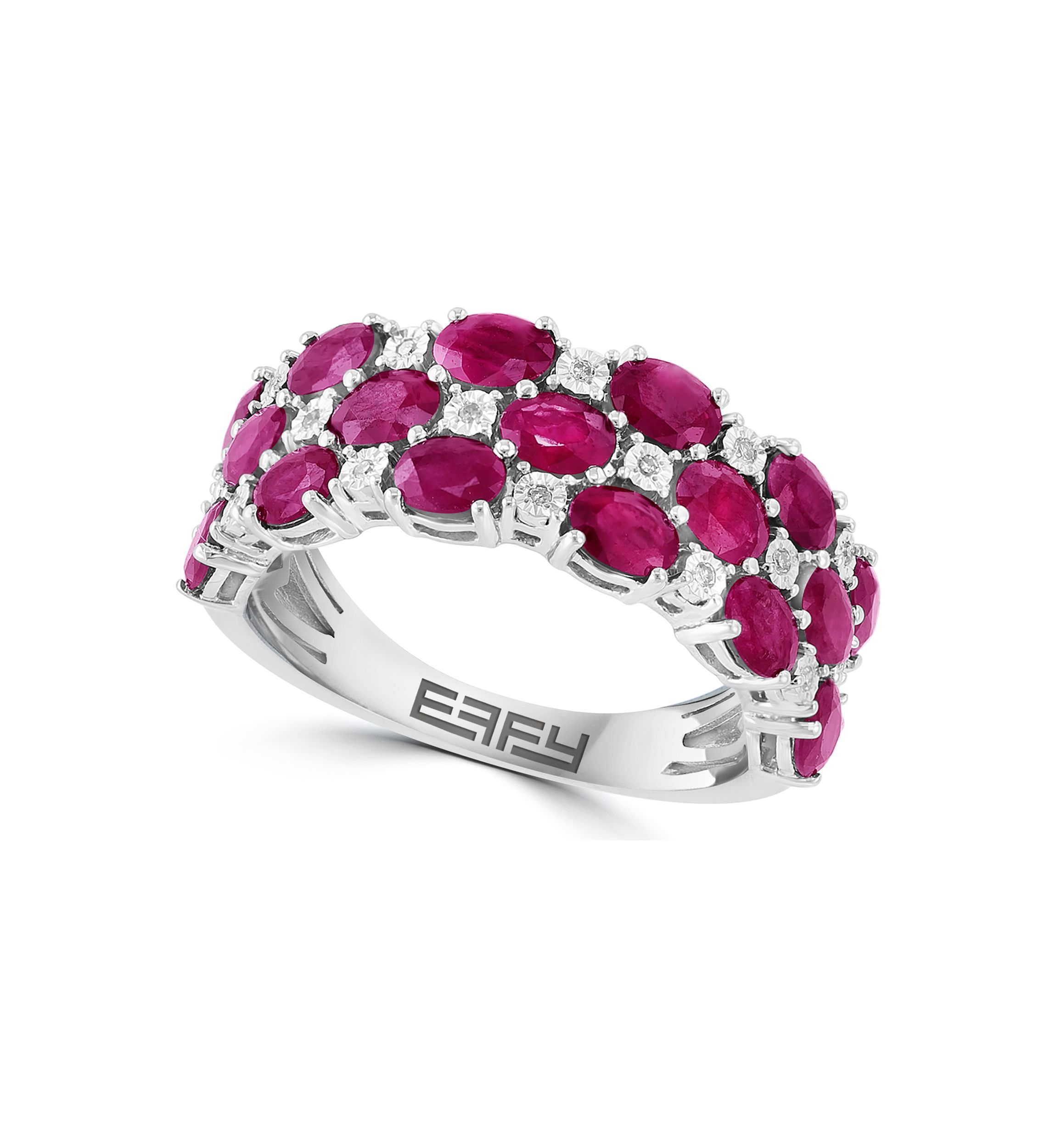 Diamond and Ruby Ring in Sterling Silver