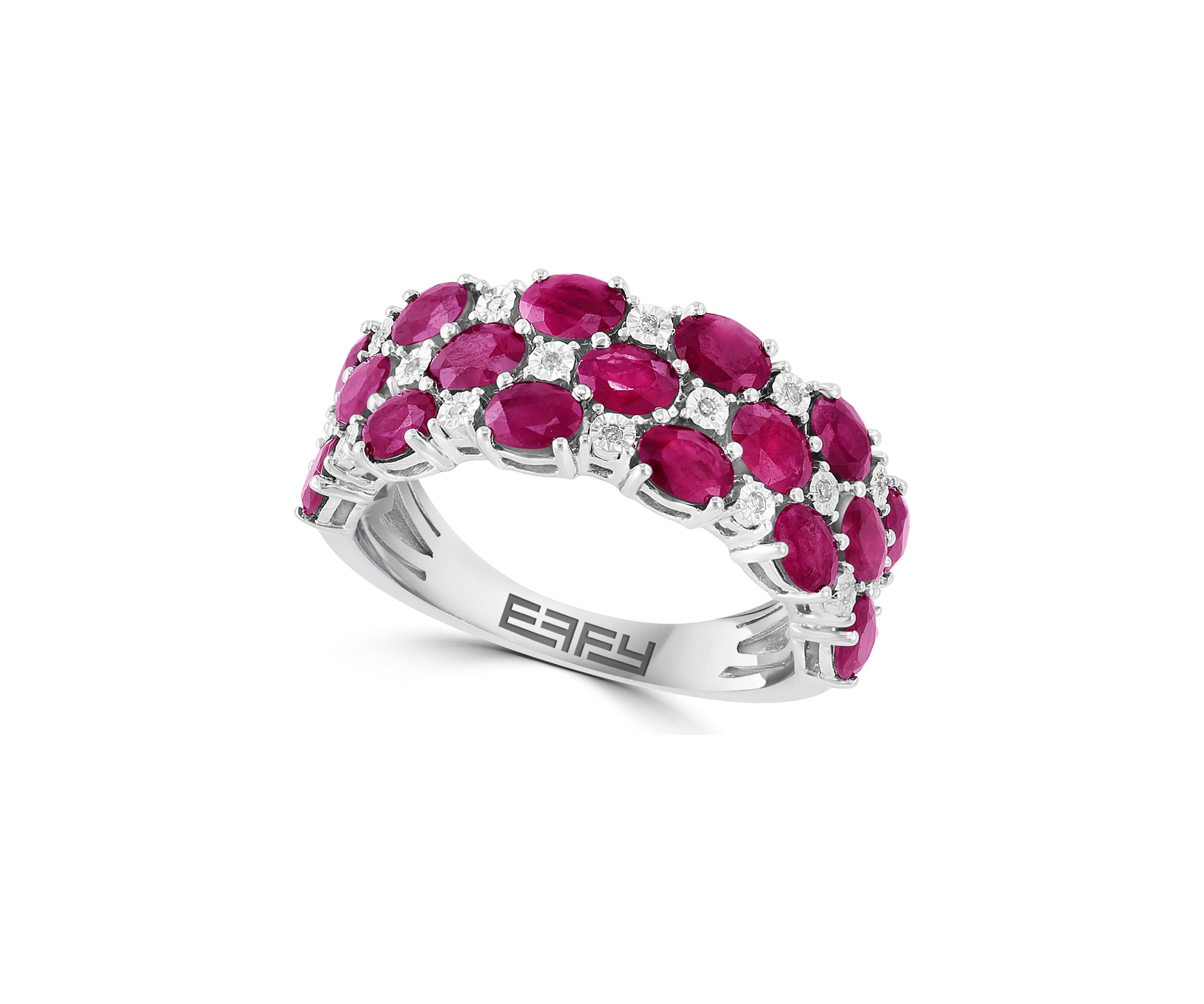 Diamond and Ruby Ring in Sterling Silver
