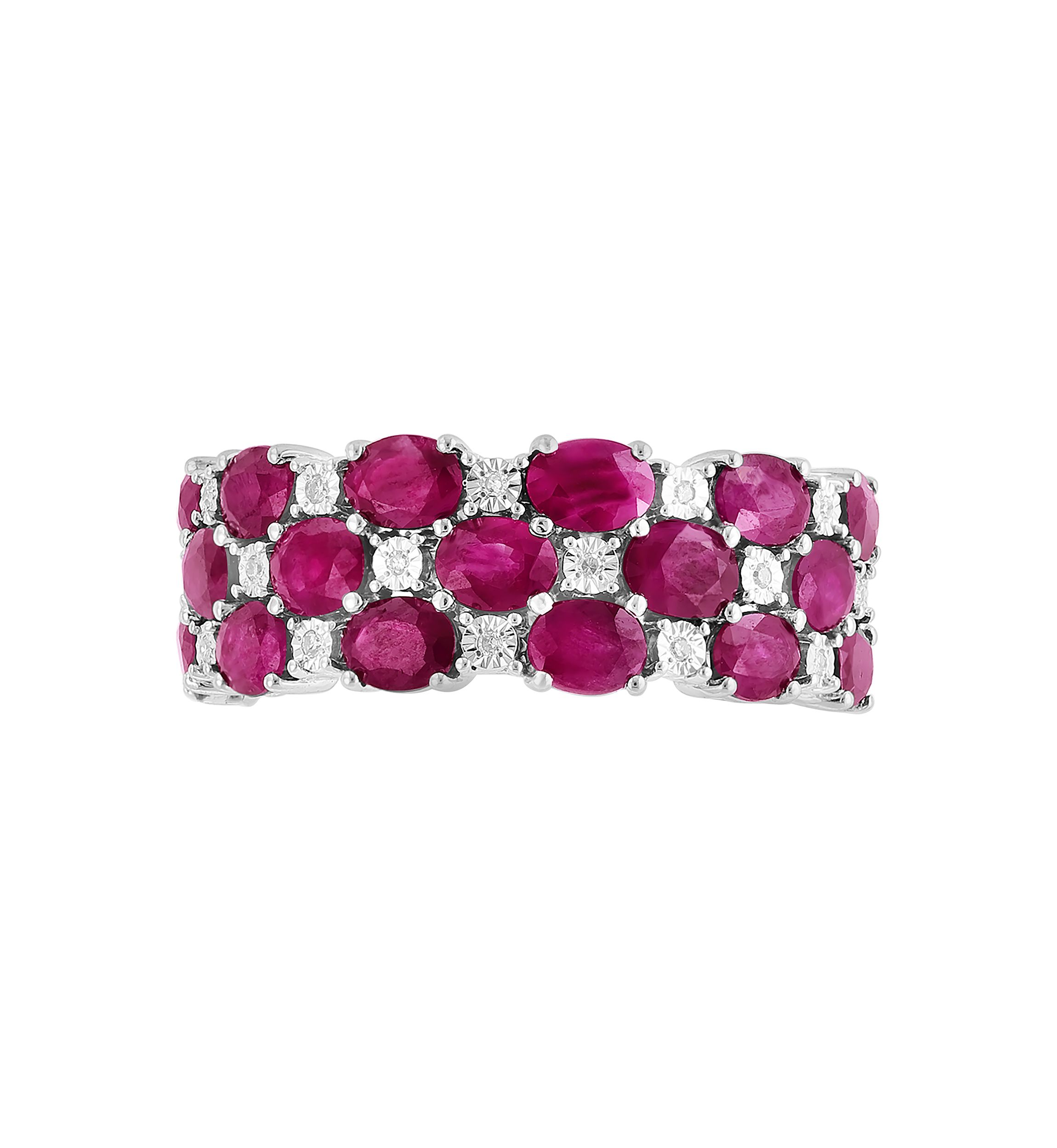 Diamond and Ruby Ring in Sterling Silver