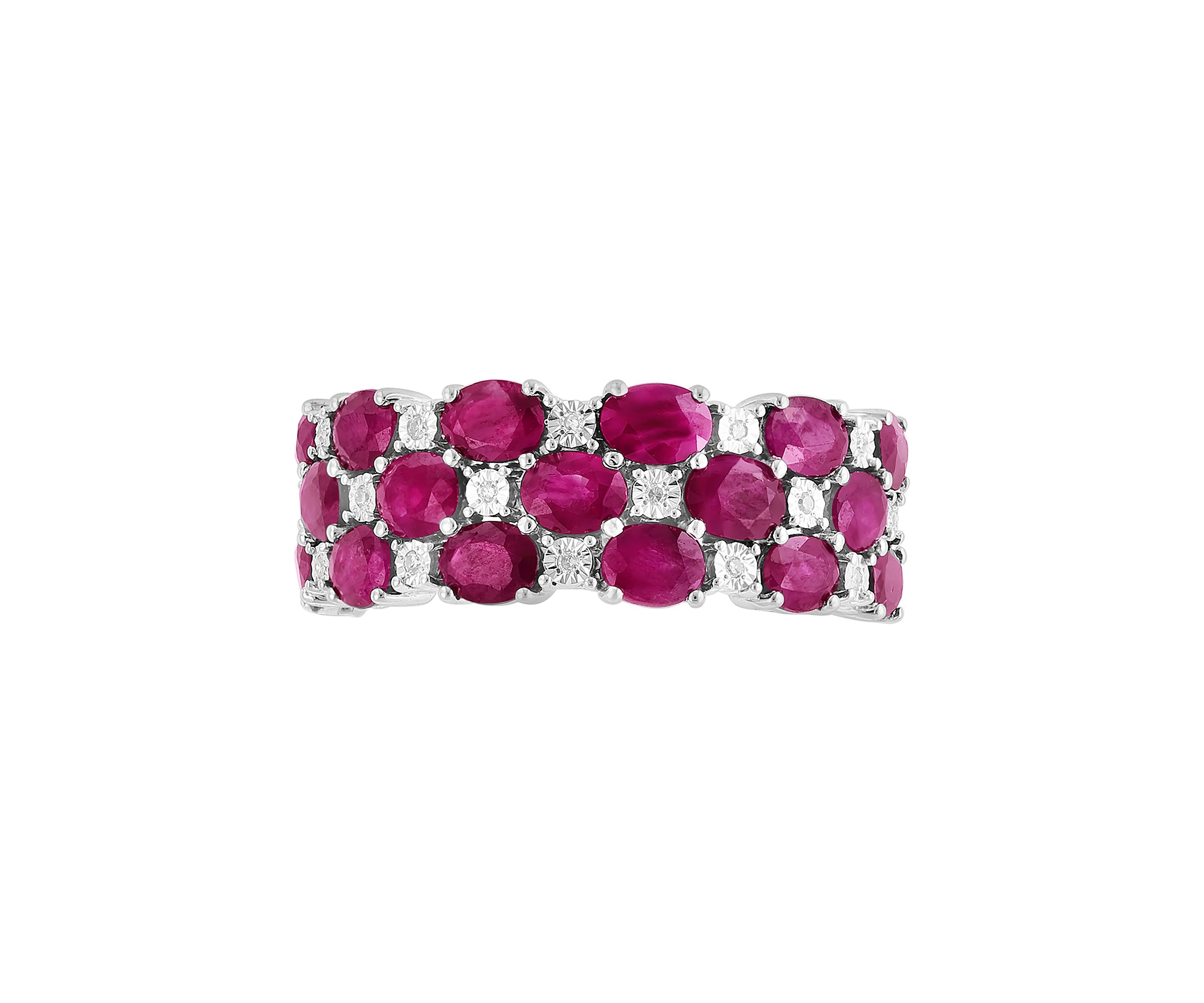 Diamond and Ruby Ring in Sterling Silver