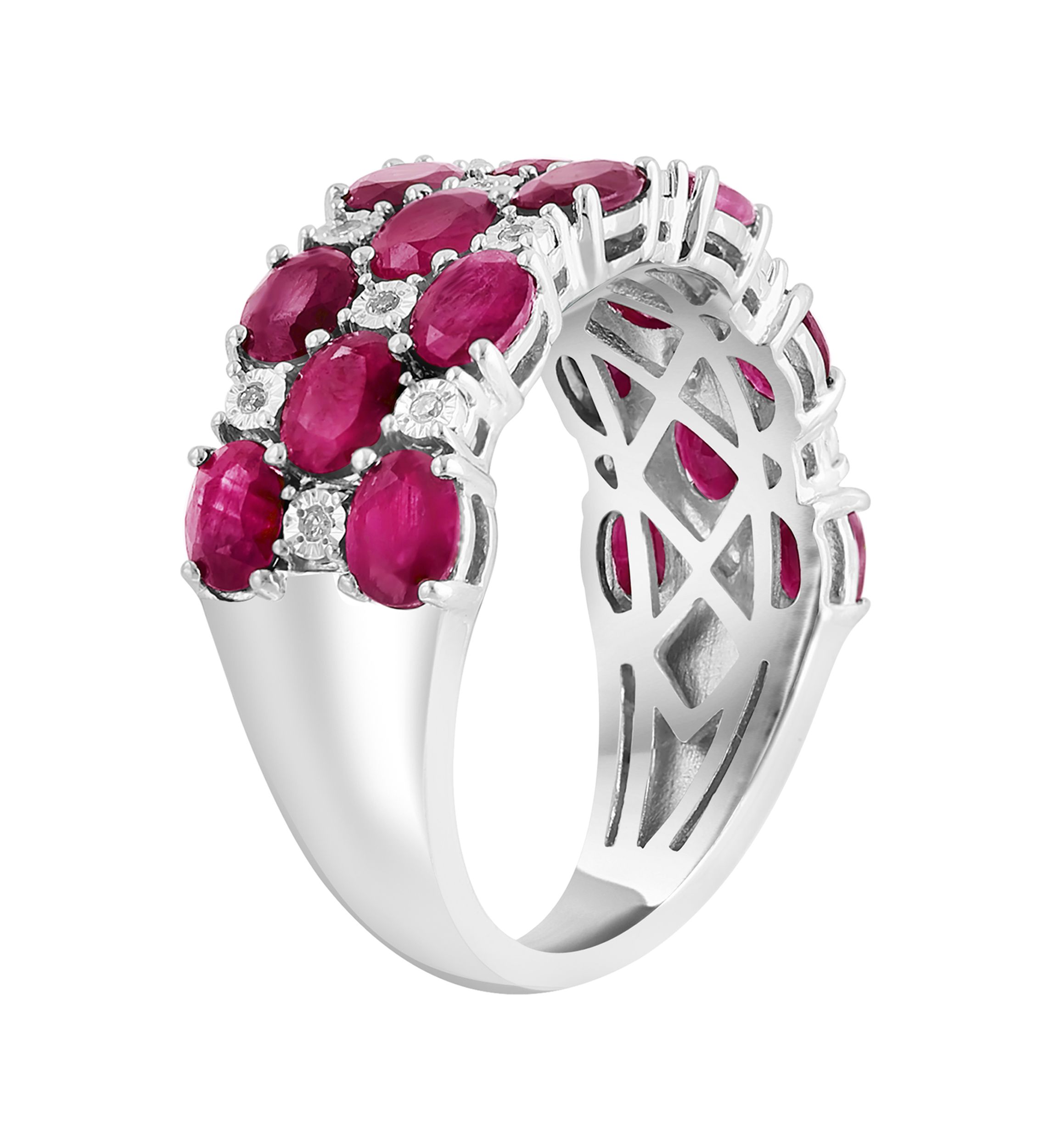 Diamond and Ruby Ring in Sterling Silver