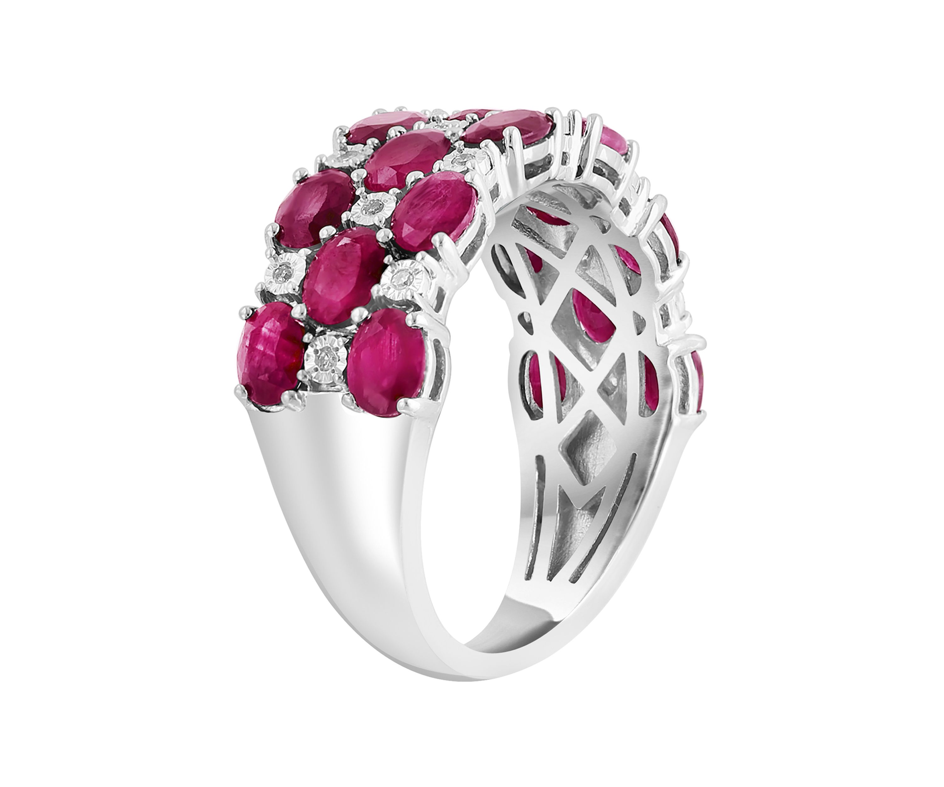 Diamond and Ruby Ring in Sterling Silver