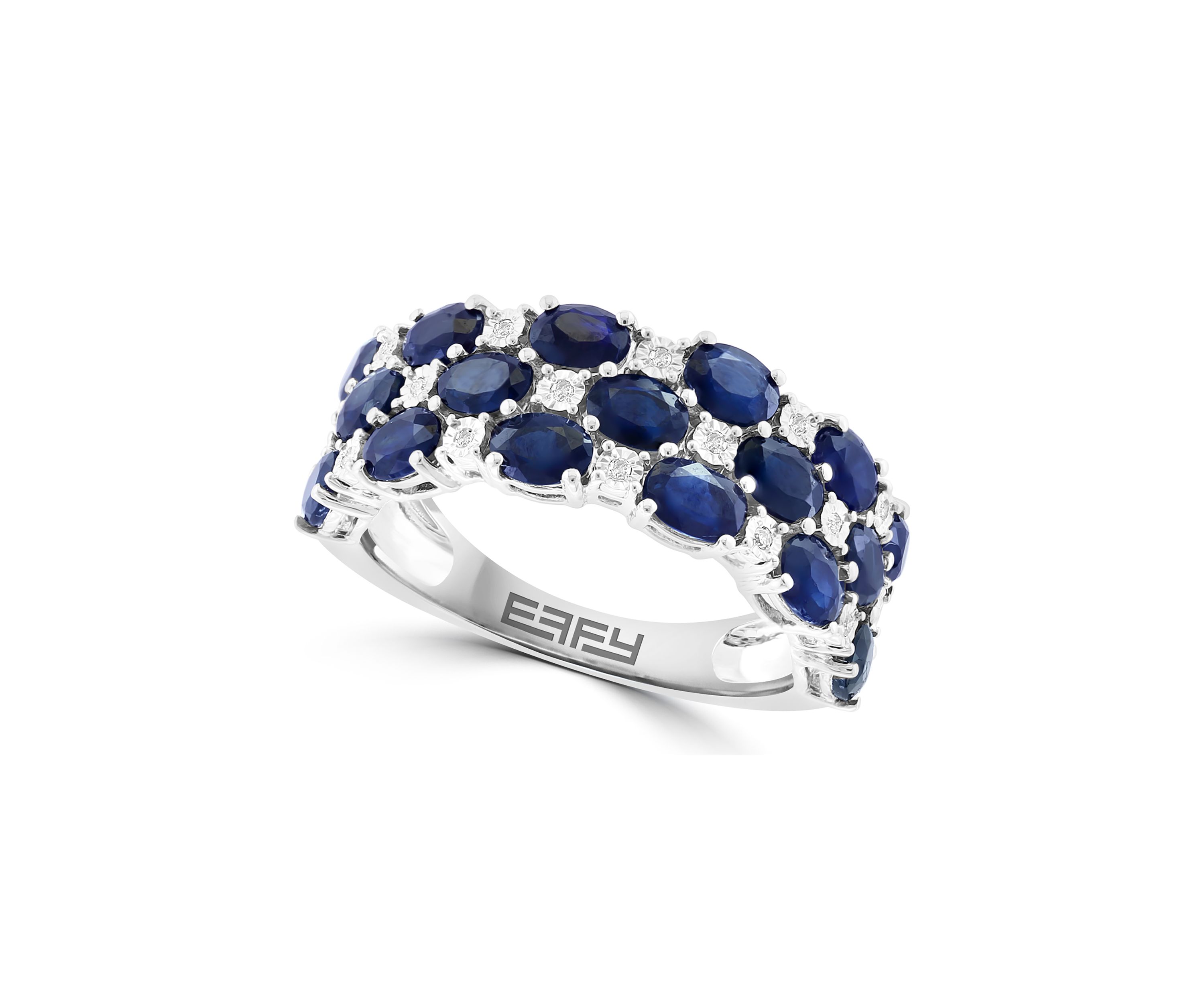 Diamond and Sapphire Ring in Sterling Silver