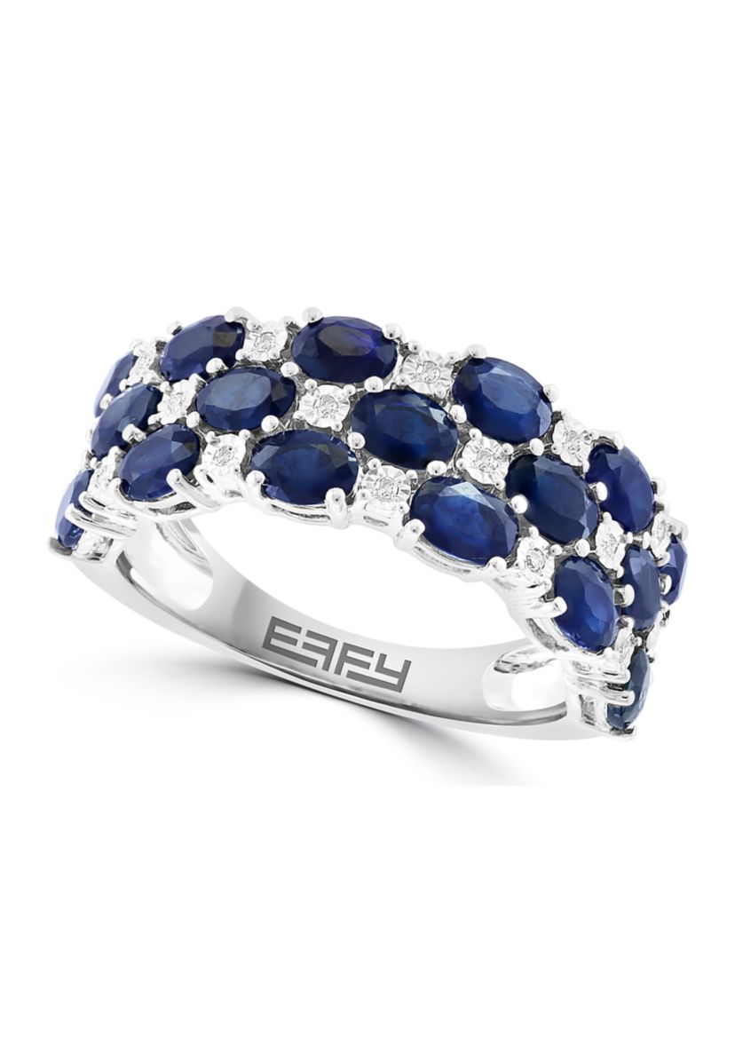 Diamond and Sapphire Ring in Sterling Silver