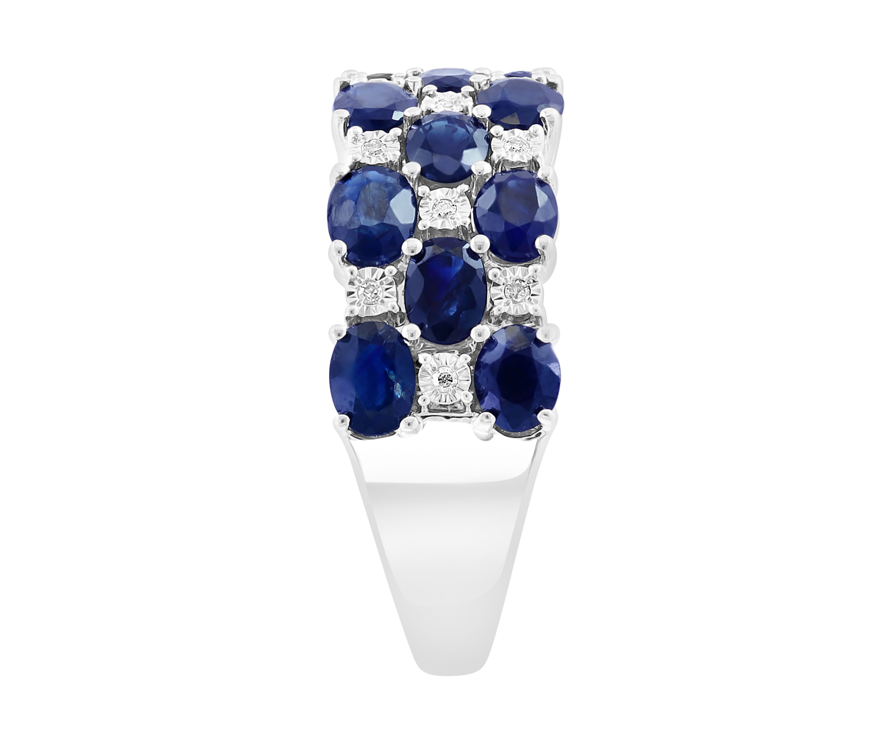 Diamond and Sapphire Ring in Sterling Silver