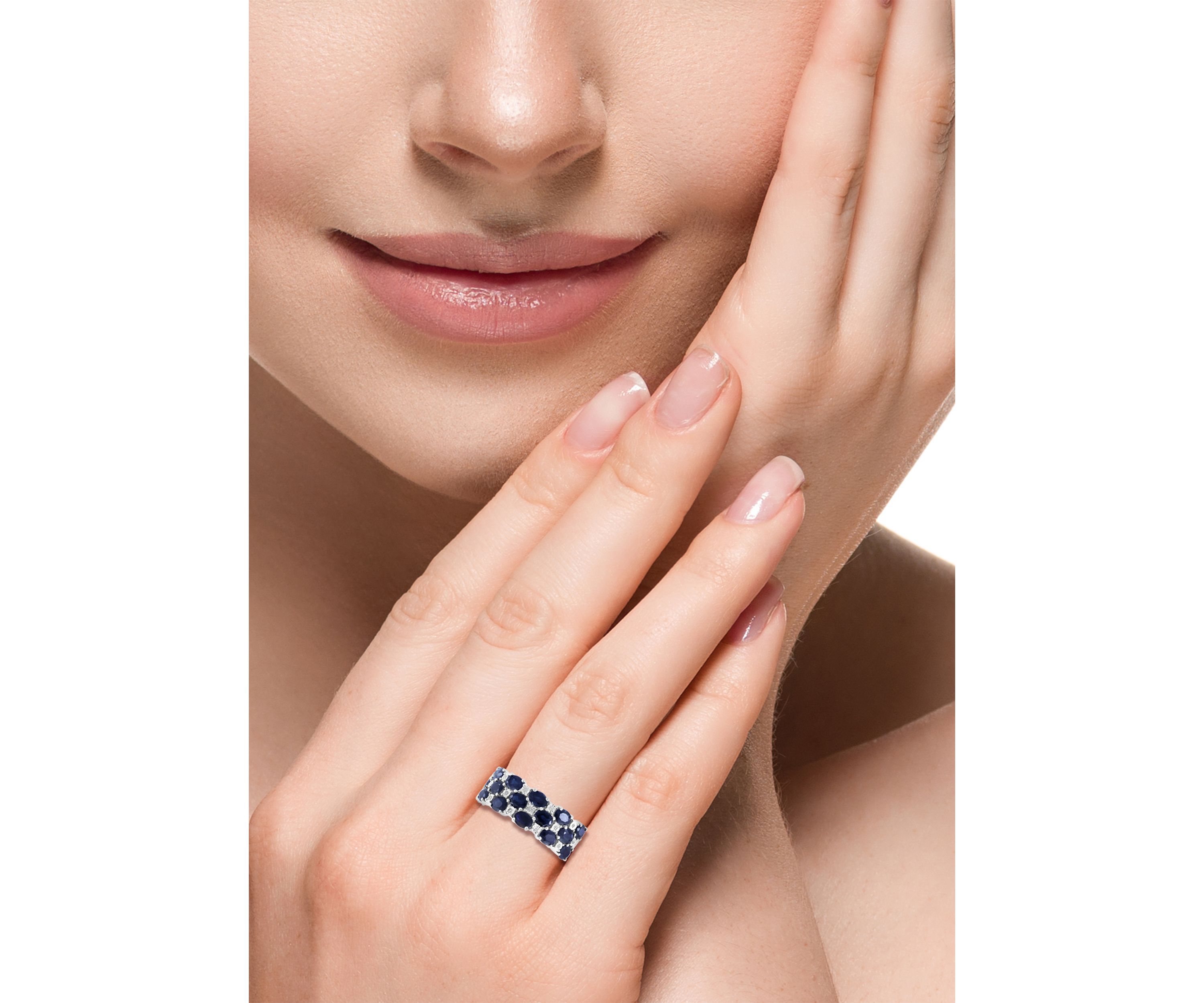 Diamond and Sapphire Ring in Sterling Silver