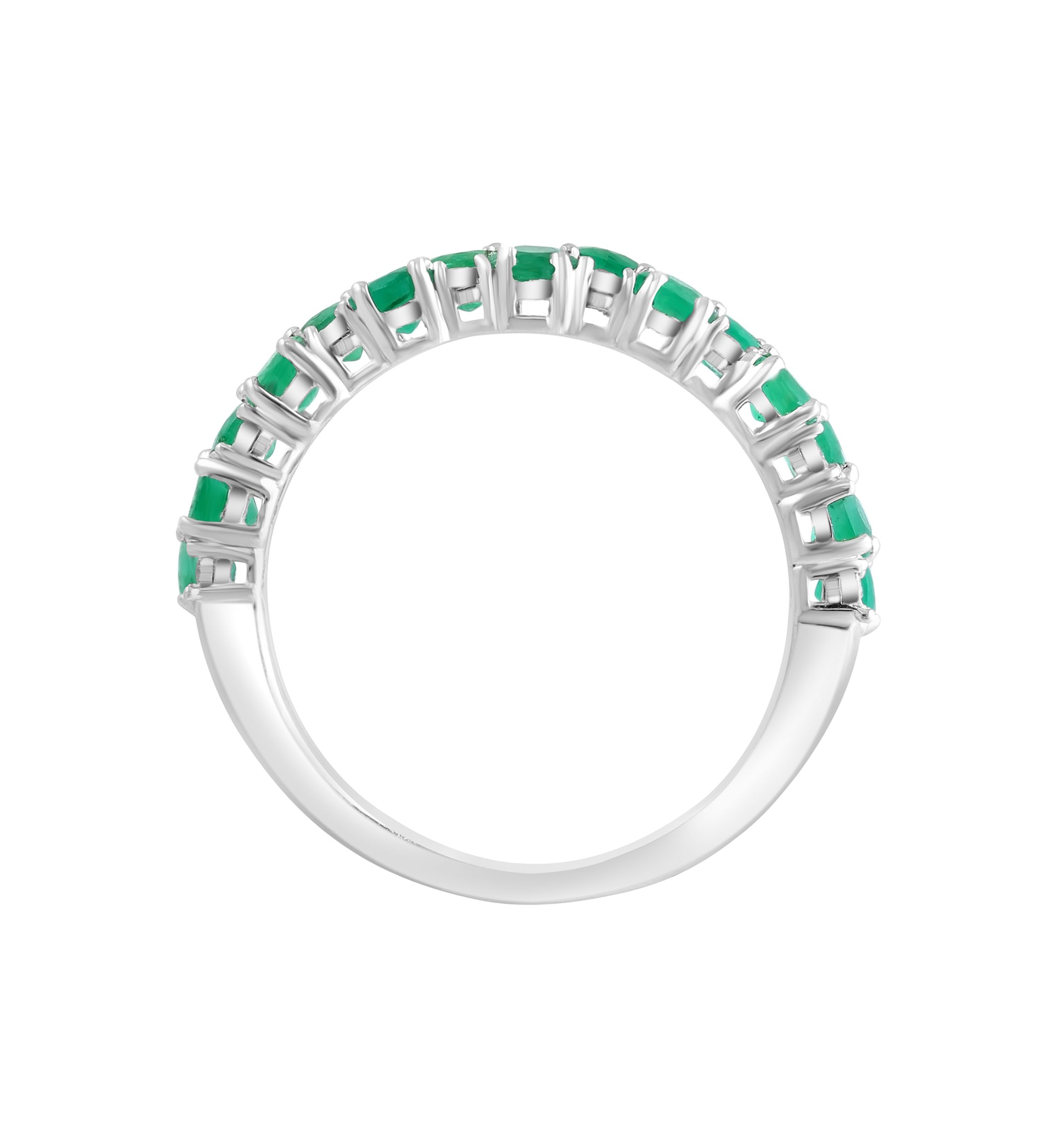 Diamond and Natural Emerald Ring in Sterling Silver