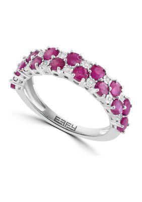 Effy Diamond And Natural Ruby Ring In Sterling Silver, 7 -  0191120753218