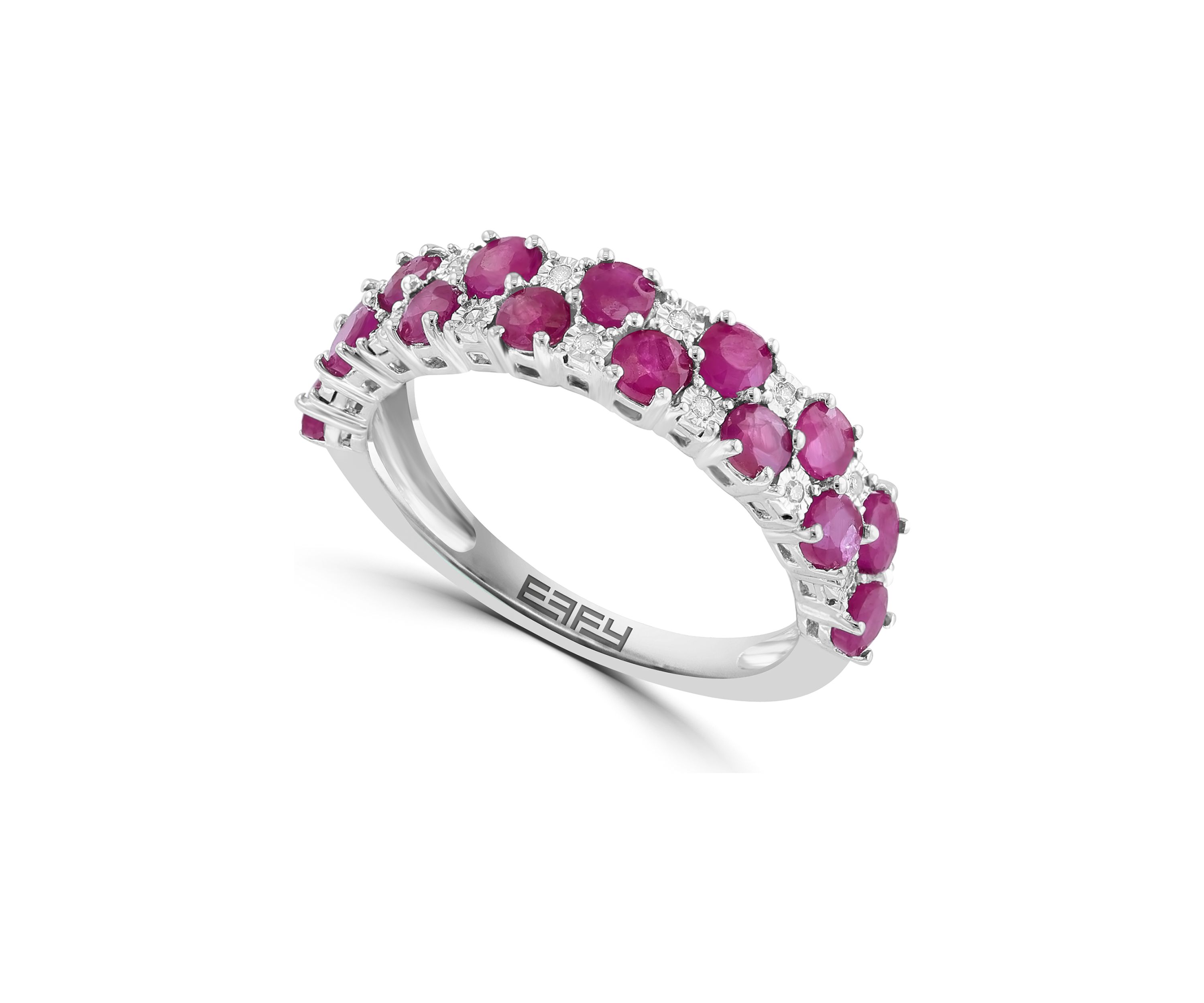 Diamond and Natural Ruby Ring in Sterling Silver