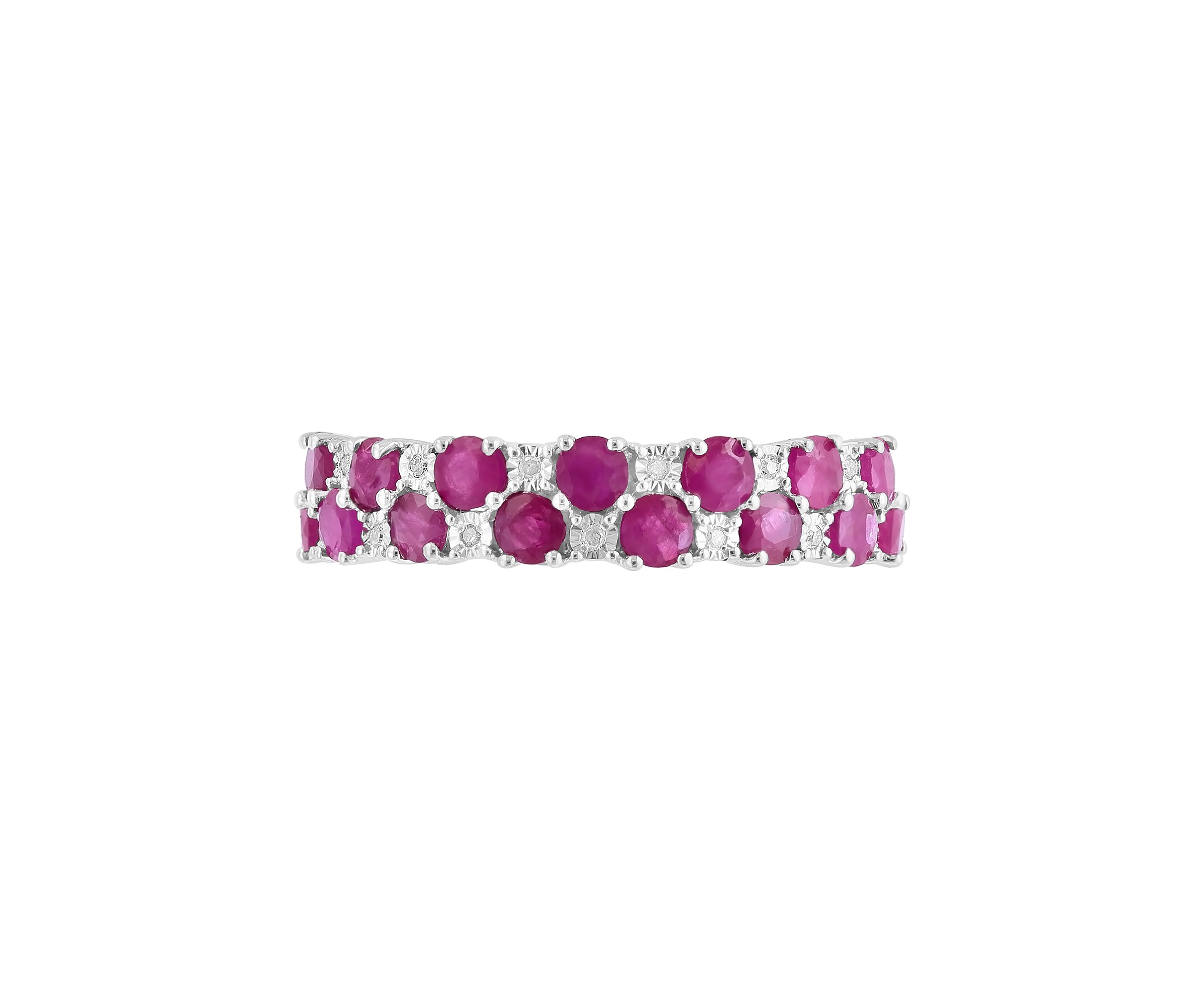 Diamond and Natural Ruby Ring in Sterling Silver