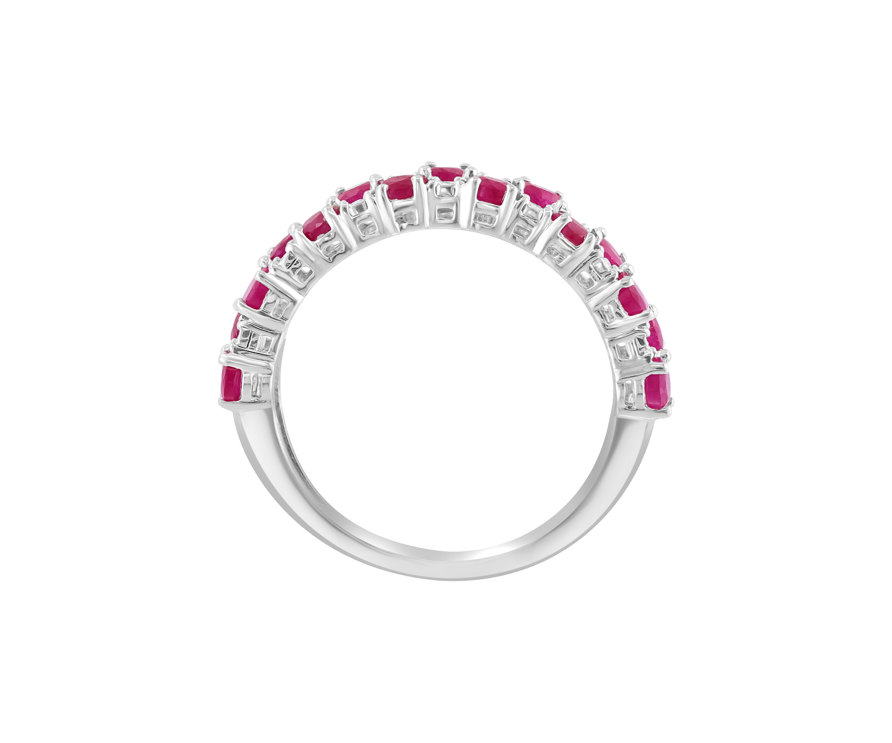 Diamond and Natural Ruby Ring in Sterling Silver