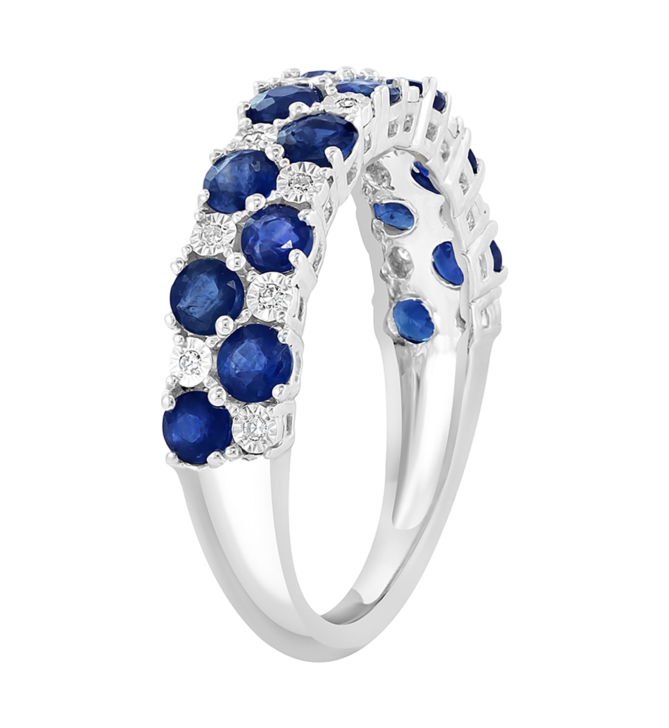 Diamond and Natural Sapphire Ring in Sterling Silver