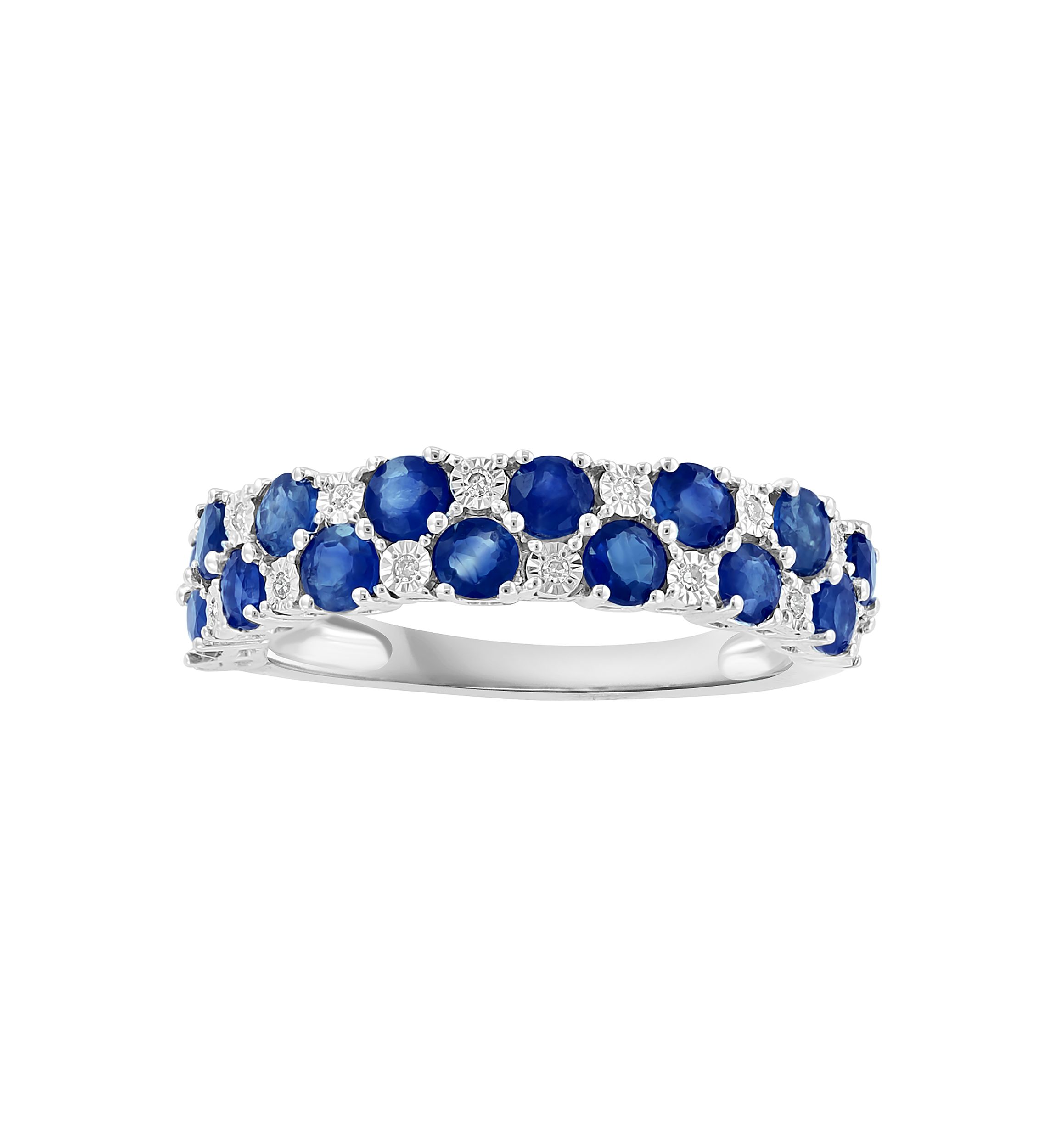 Diamond and Natural Sapphire Ring in Sterling Silver