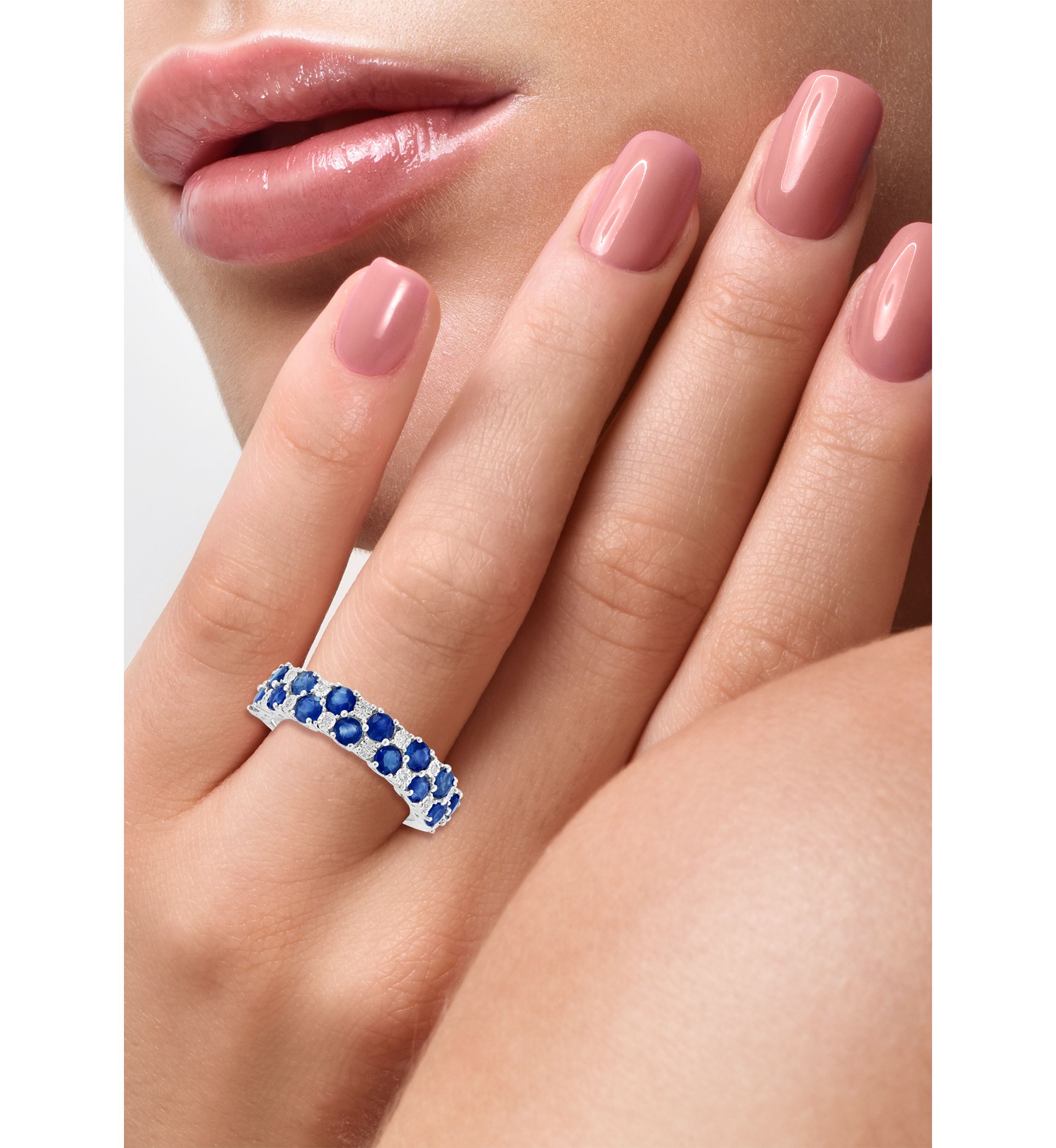 Diamond and Natural Sapphire Ring in Sterling Silver