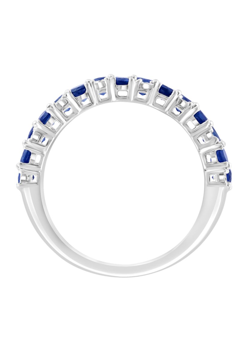 Diamond and Natural Sapphire Ring in Sterling Silver