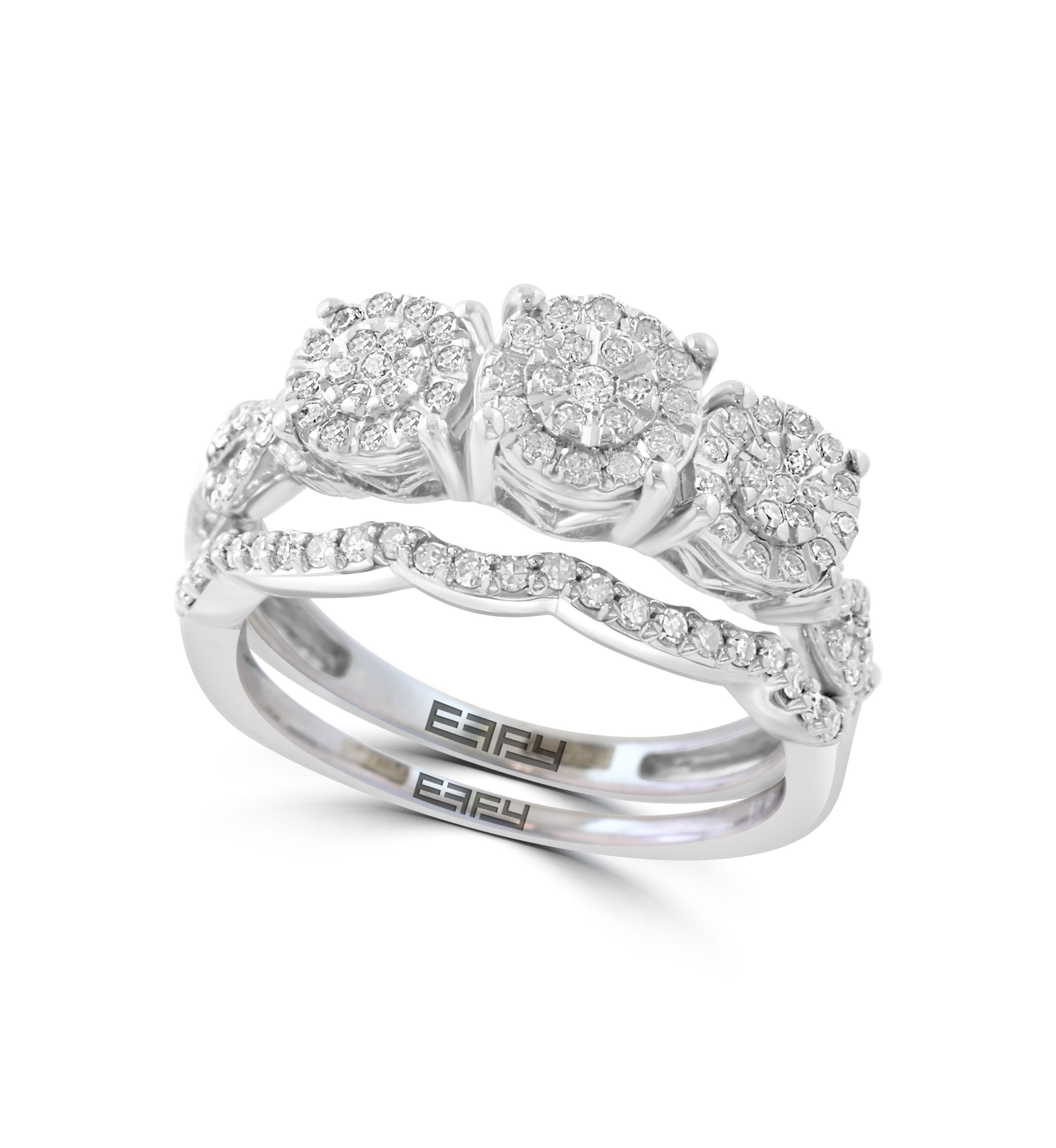 Sterling Silver Diamond 2-Piece Ring Set 