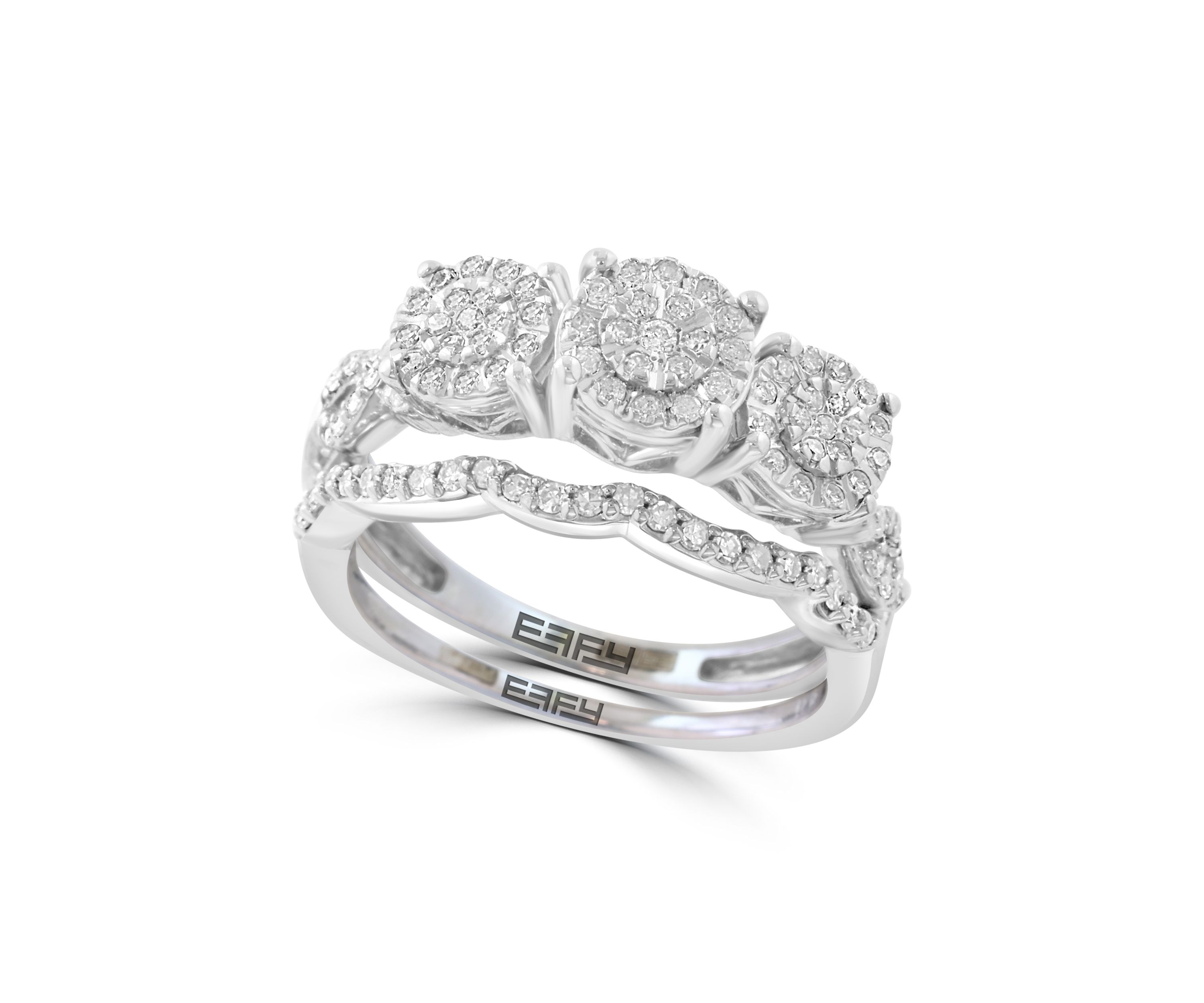 Sterling Silver Diamond 2-Piece Ring Set 