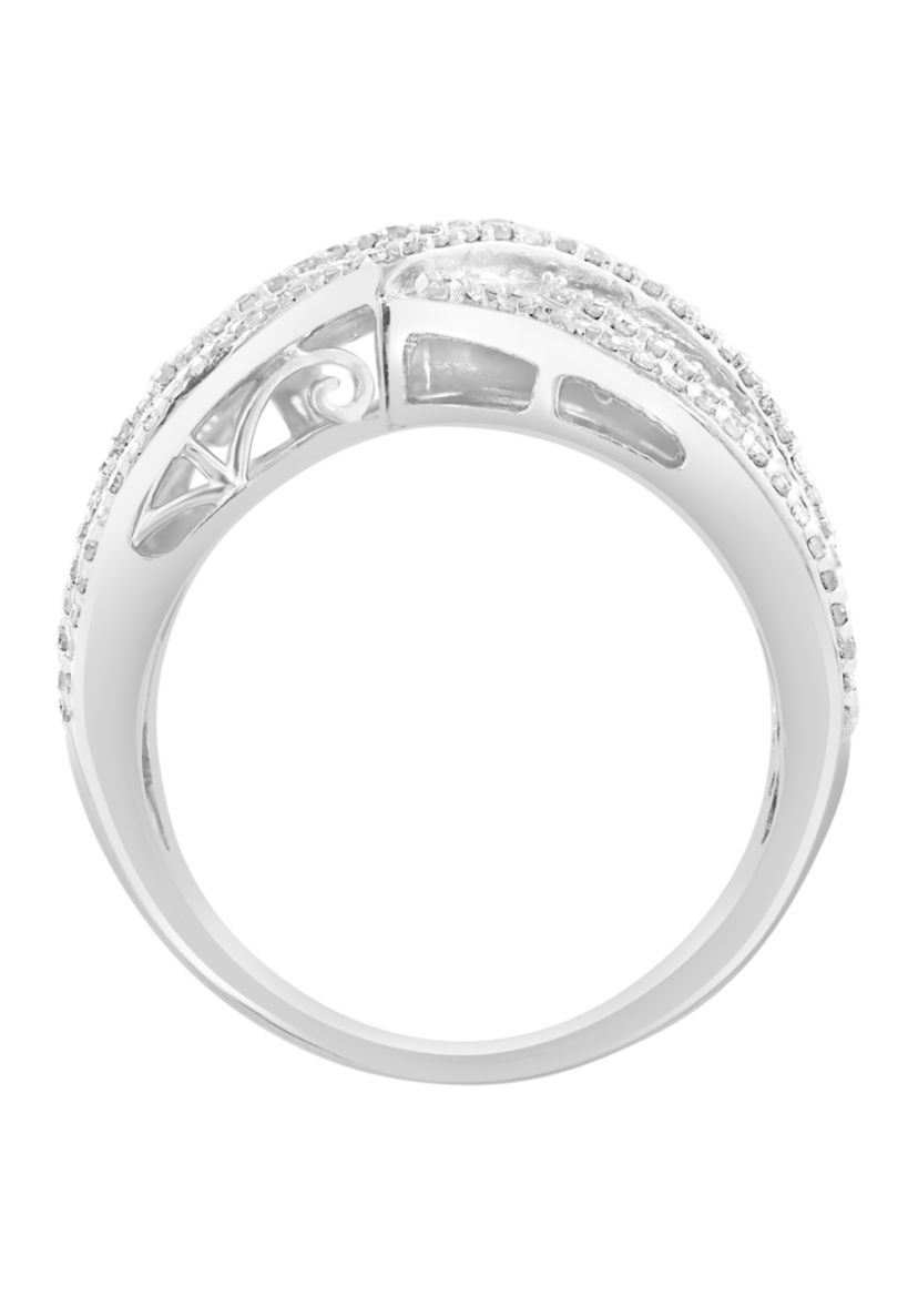 Sterling Silver Diamond Ring 