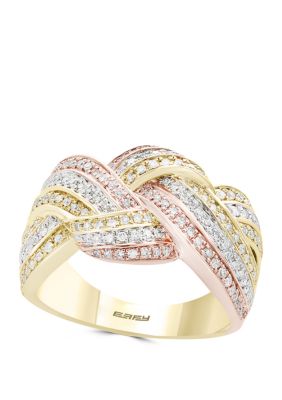 Effy 5/8 Ct. T.w. Diamond Ring In 14K Yellow, White And Rose Gold