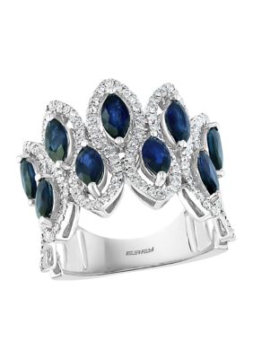 Effy 3/4 Ct. T.w. Diamond And 2.99 Ct. T.w. Sapphire Ring In 14K White Gold, 7 -  0191120078236
