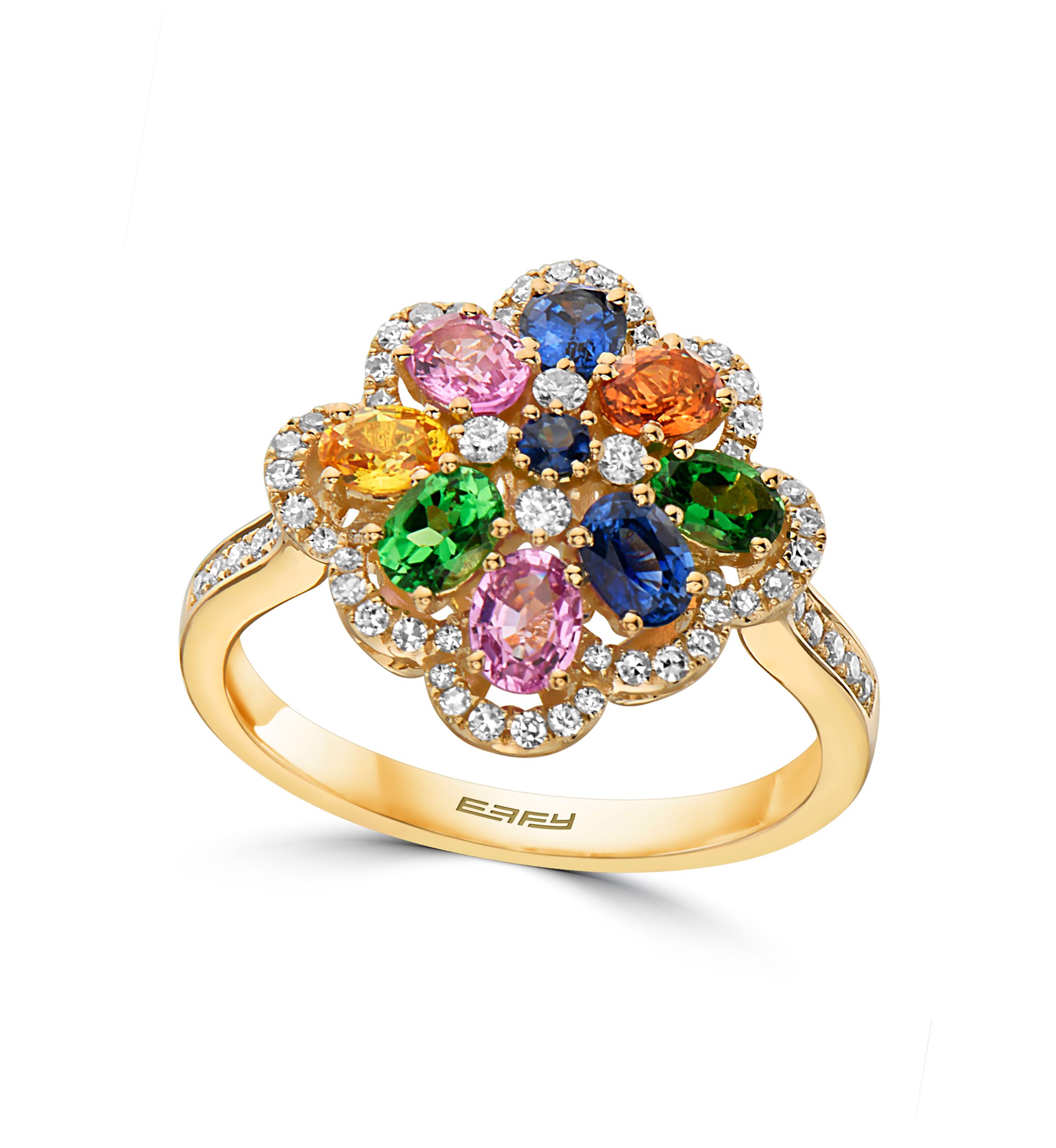 1/3 ct. t.w. Diamond and 1.59 ct. t.w. Multi Sapphire Ring in 14K White Gold 