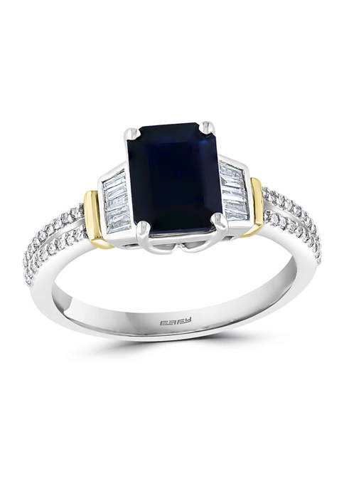 1/4 ct. t.w. Diamond and 1.52 ct. t.w. Sapphire Ring in 14K Two Tone Gold