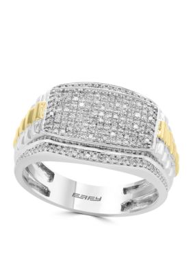 Effy Men's 1/2 Ct. T.w. Diamond Ring In Sterling Silver And 14K Yellow Gold, 10 -  0191120131801