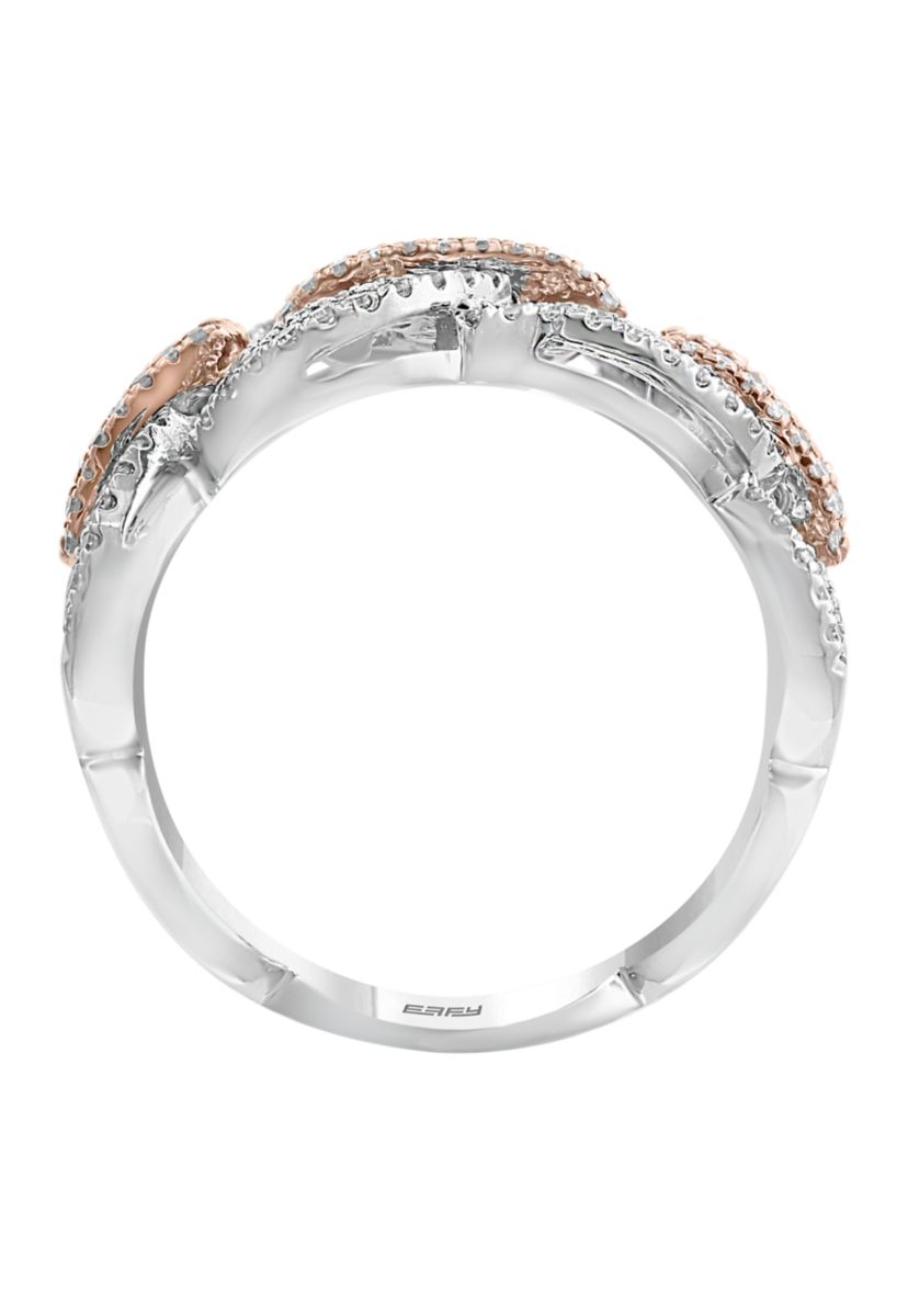 14K White and Rose Gold Diamond, Natural Ruby Ring