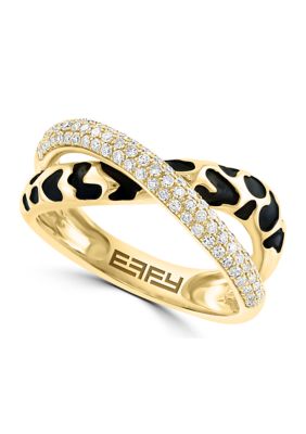 Effy 1/3 Ct. T.w. Diamond Panther Print Crossover Ring In 14K Yellow Gold
