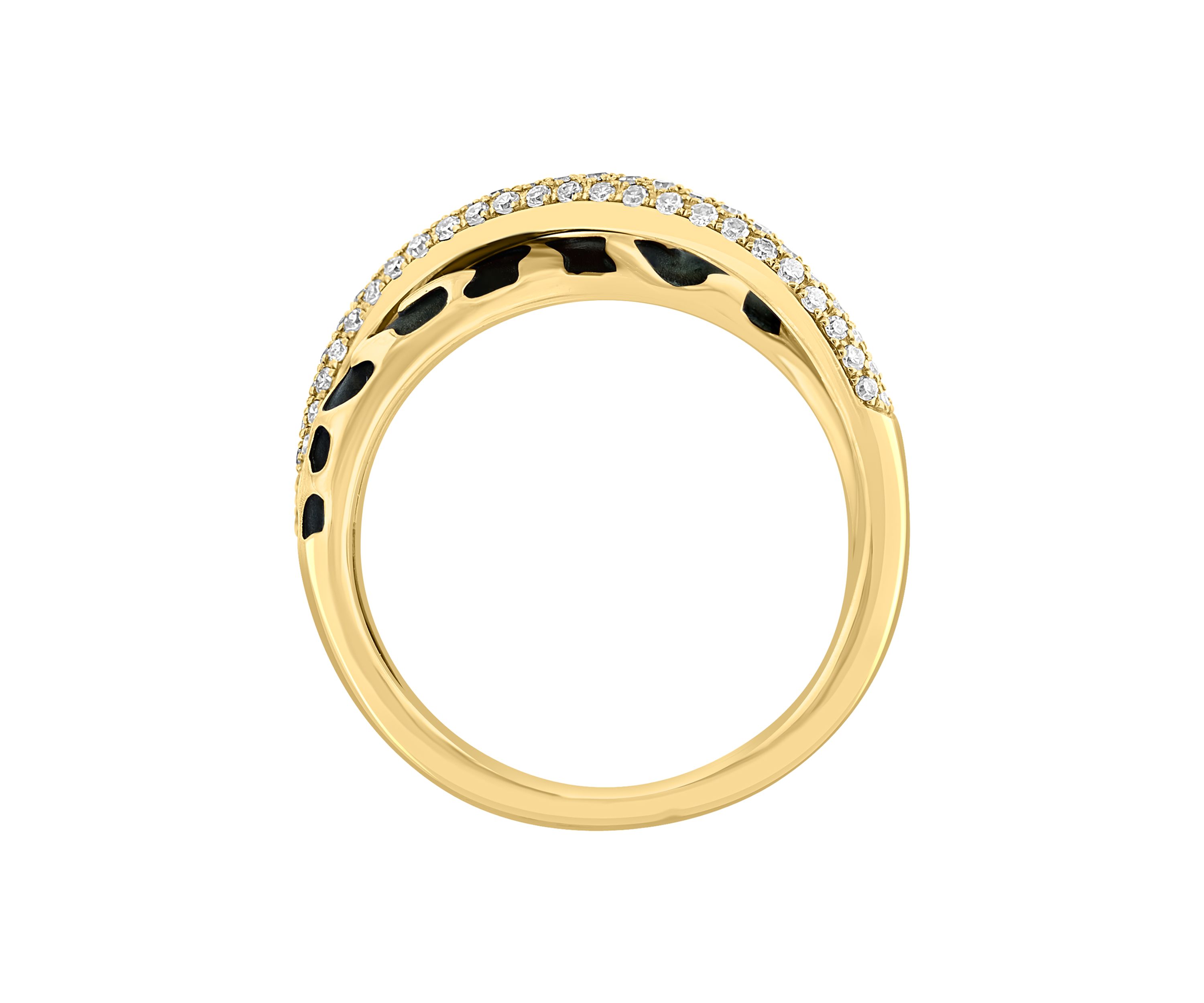 1/3 ct. t.w. Diamond Panther Print Crossover Ring in 14K Yellow Gold  