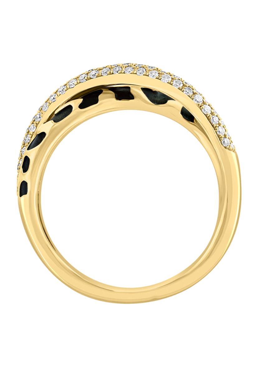 1/3 ct. t.w. Diamond Panther Print Crossover Ring in 14K Yellow Gold  