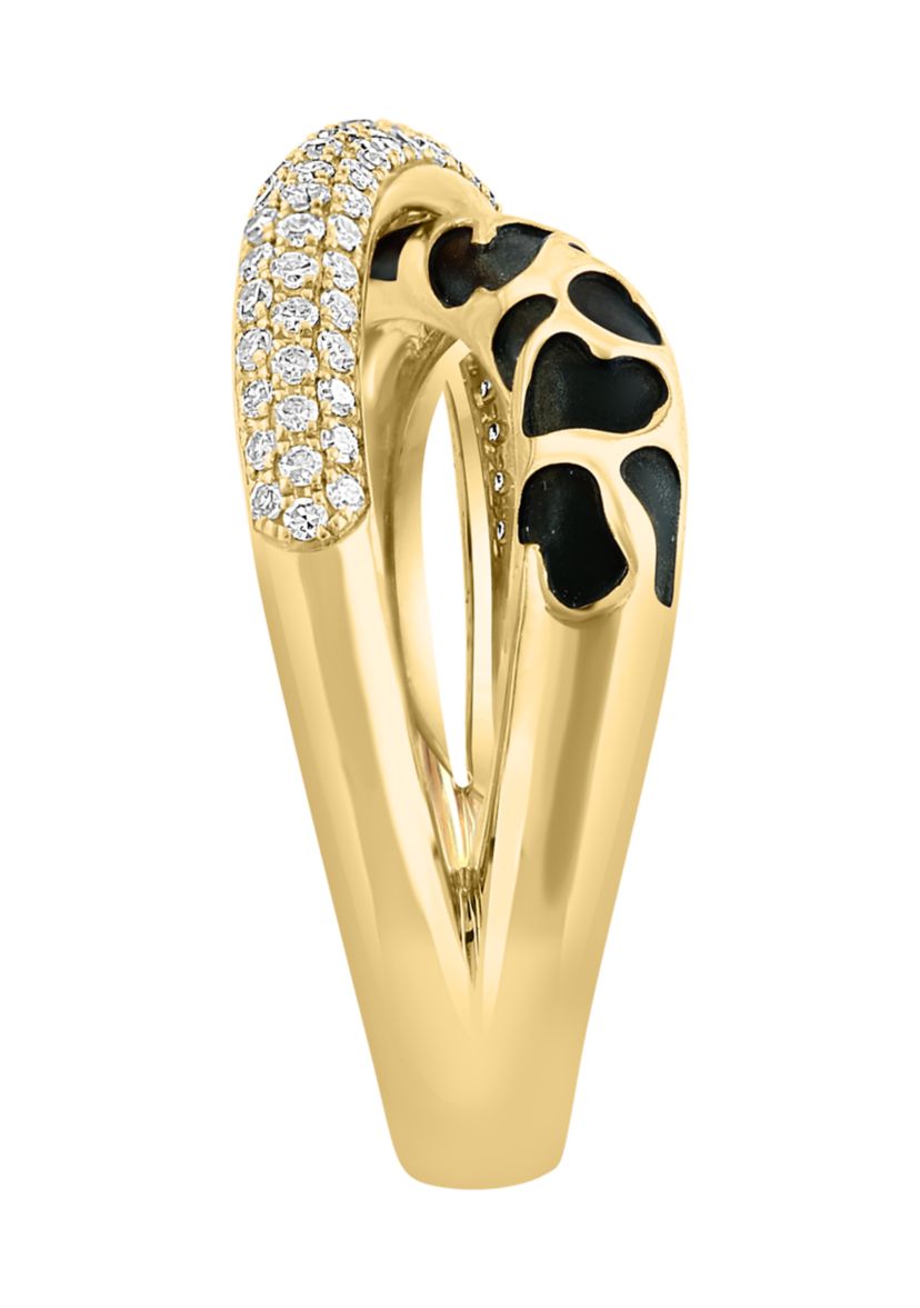1/3 ct. t.w. Diamond Panther Print Crossover Ring in 14K Yellow Gold  
