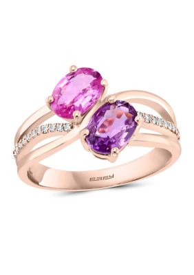 Effy 1/10 Ct. T.w. Diamond And 1.9 Ct. T.w. Pink Sapphire Ring In 14K Rose Gold, 7 -  0191120262147