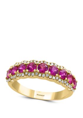 Effy 1/4 Ct. T.w. Diamond, 1.28 Ct. T.w. Natural Ruby Ring In 14K Yellow Gold, 7 -  0191120265919